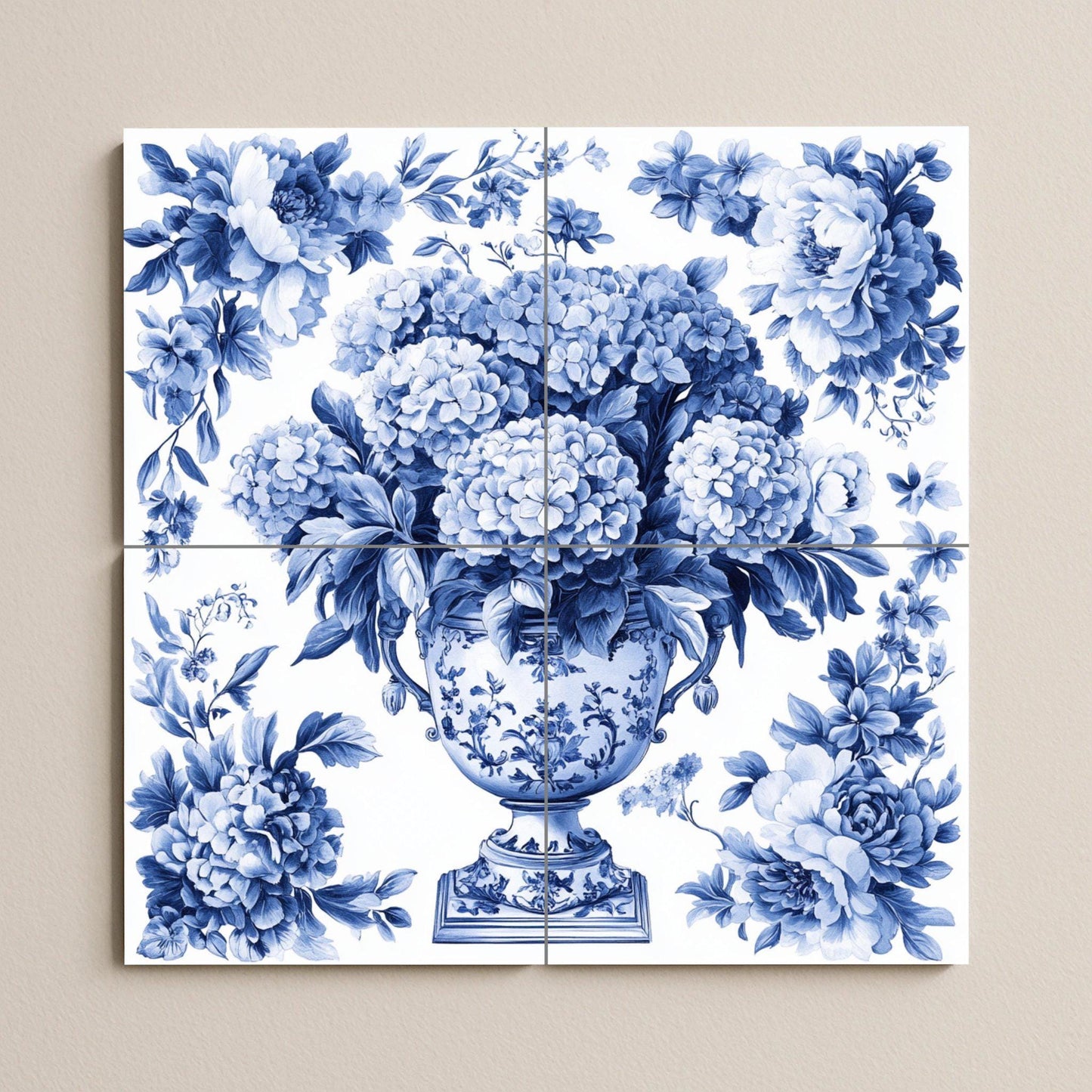 Cerámica Delft Blue — Botanical Landscape · Tile Wall Art