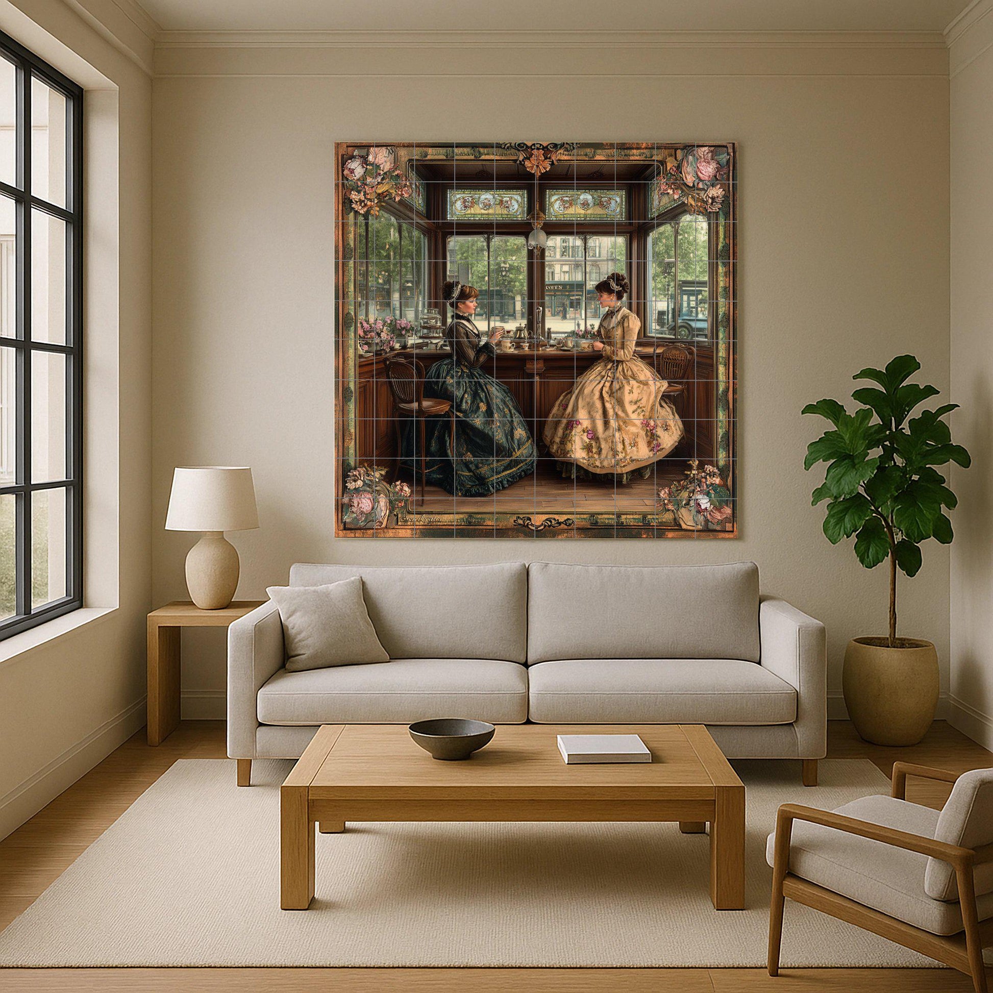 Salón de té inglés victoriano — Flowers & Landscape Art · Tile Wall Art