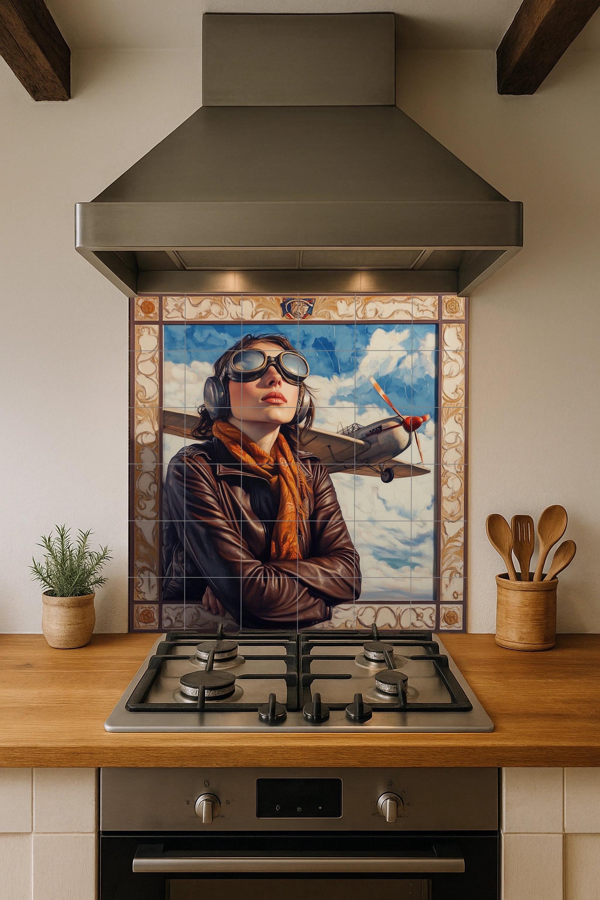 Aviación · Murale Ceramico — Pannello Ornamentale