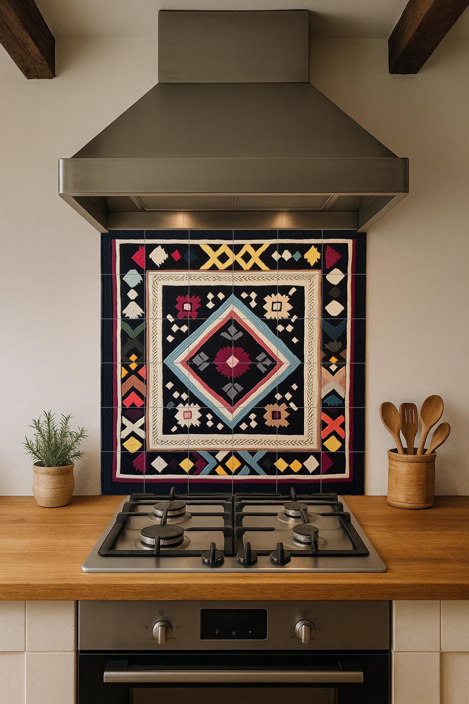 Alfombra finlandesa Ryijy — Fresque Murale en Carreaux de Céramique · Décor de Légende Antique