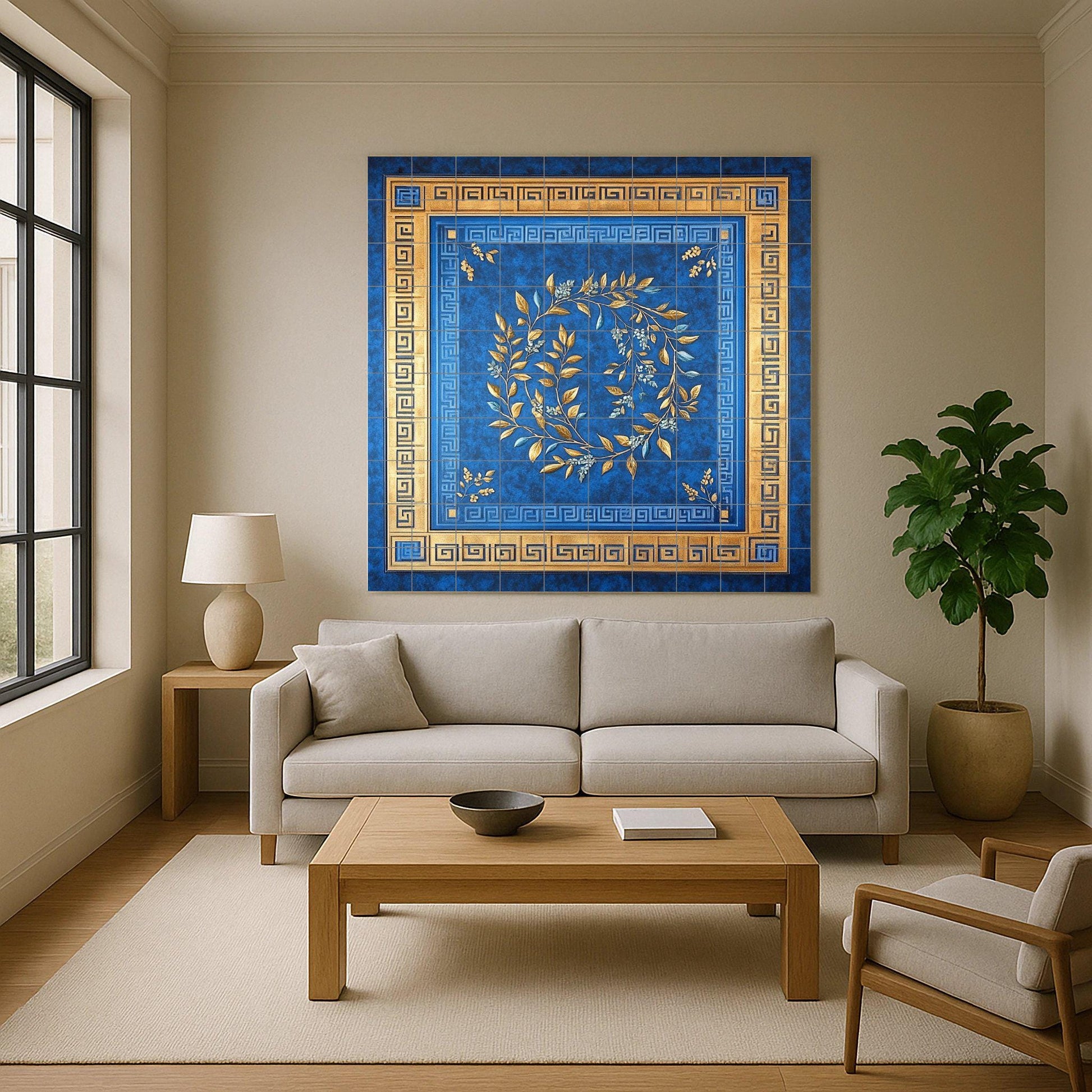 Cerámica Blau cobalto und Gold — Fliesen-Wandbild aus Keramik · Volkskunst & Ornament