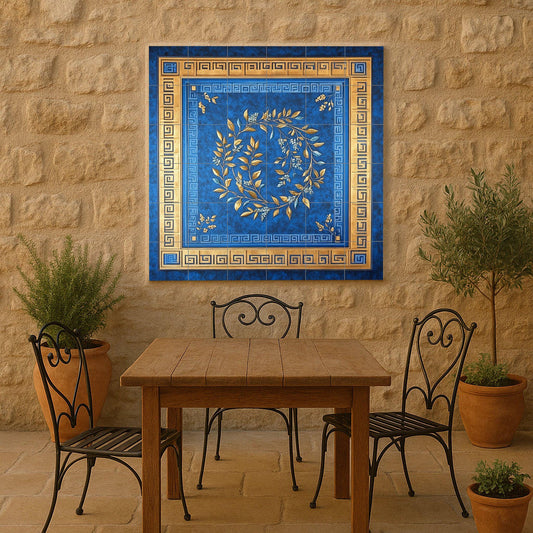 Ceramic Tile Mural: Cerámica Blue cobalto and Gold — Decorative Pattern Mural
