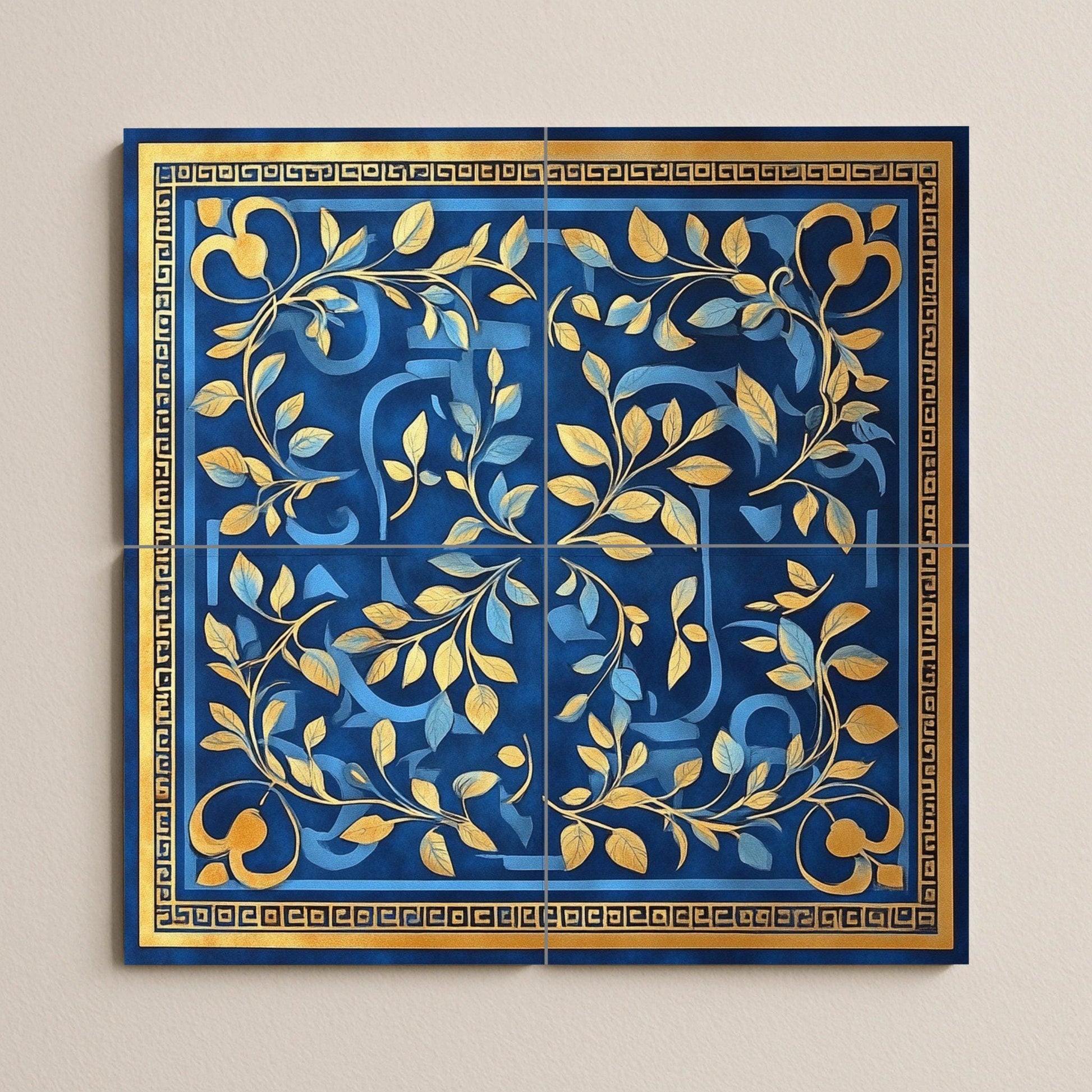 Alloro e Ulivo con clave Greca · Murale Ceramico — Cucina di Campagna