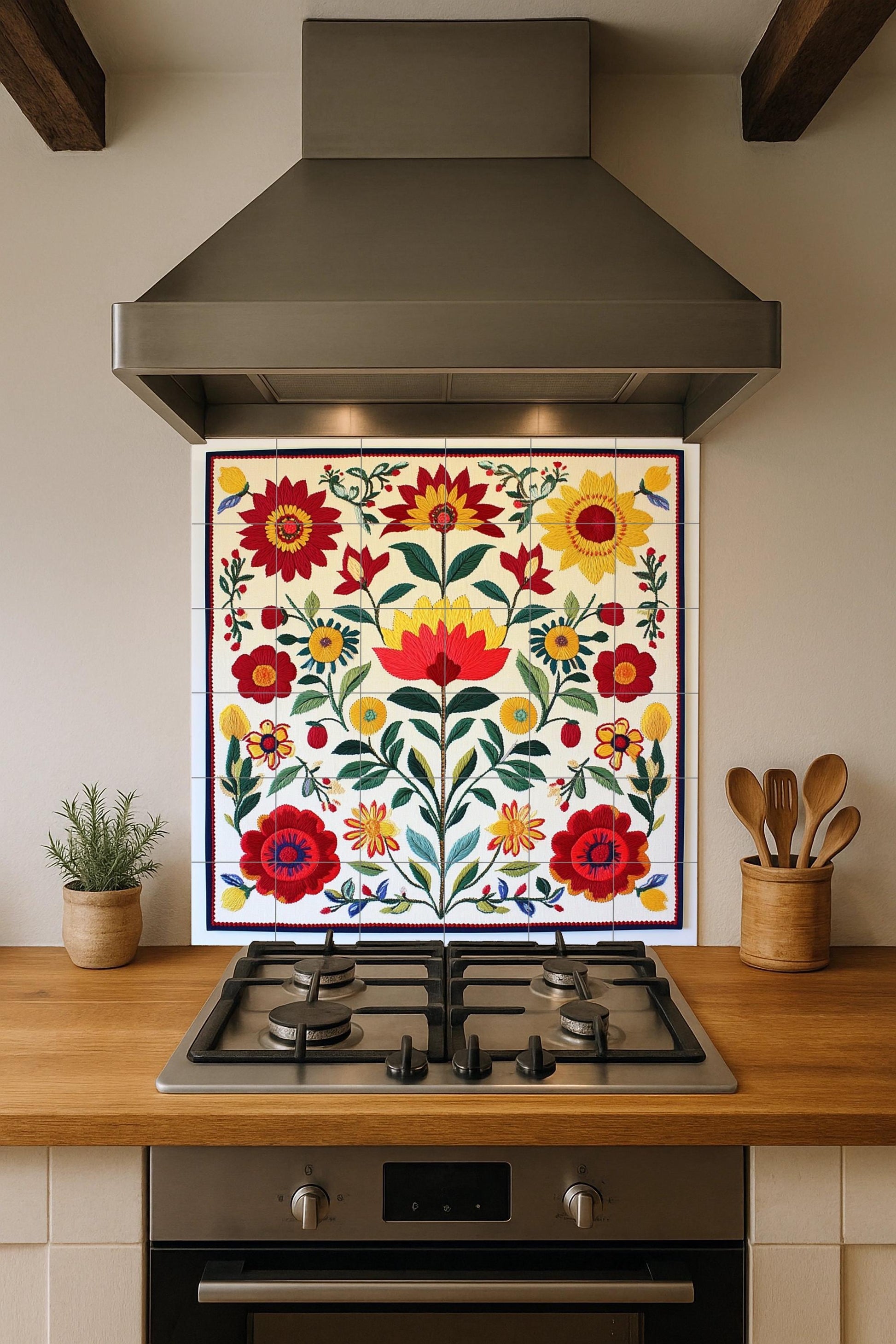 Folclórico húngaro · Ceramic Wall Mural — Garden & Scenery Décor