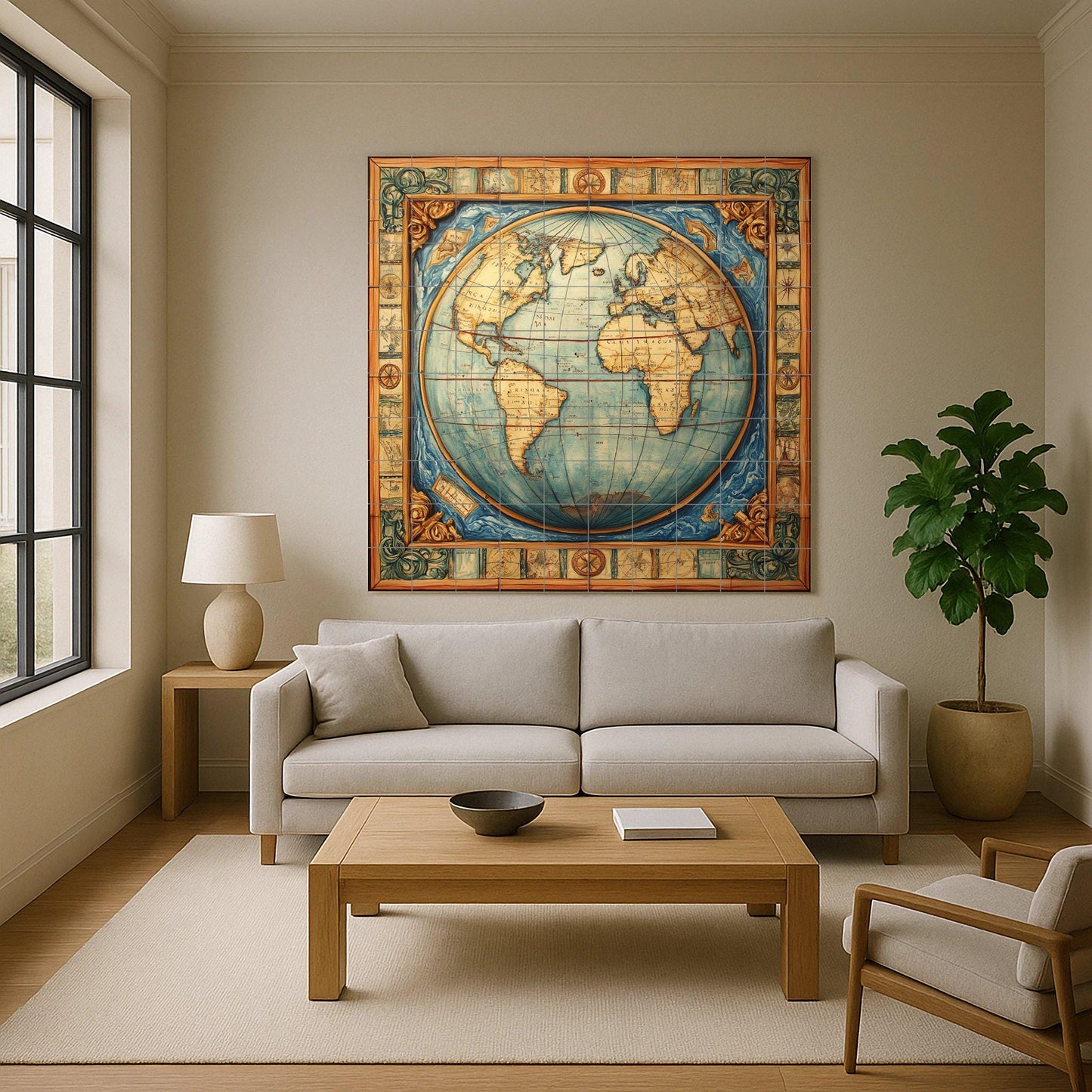 Ceramic Tile Mural: Mapamundi — Folk & Ornamental Art