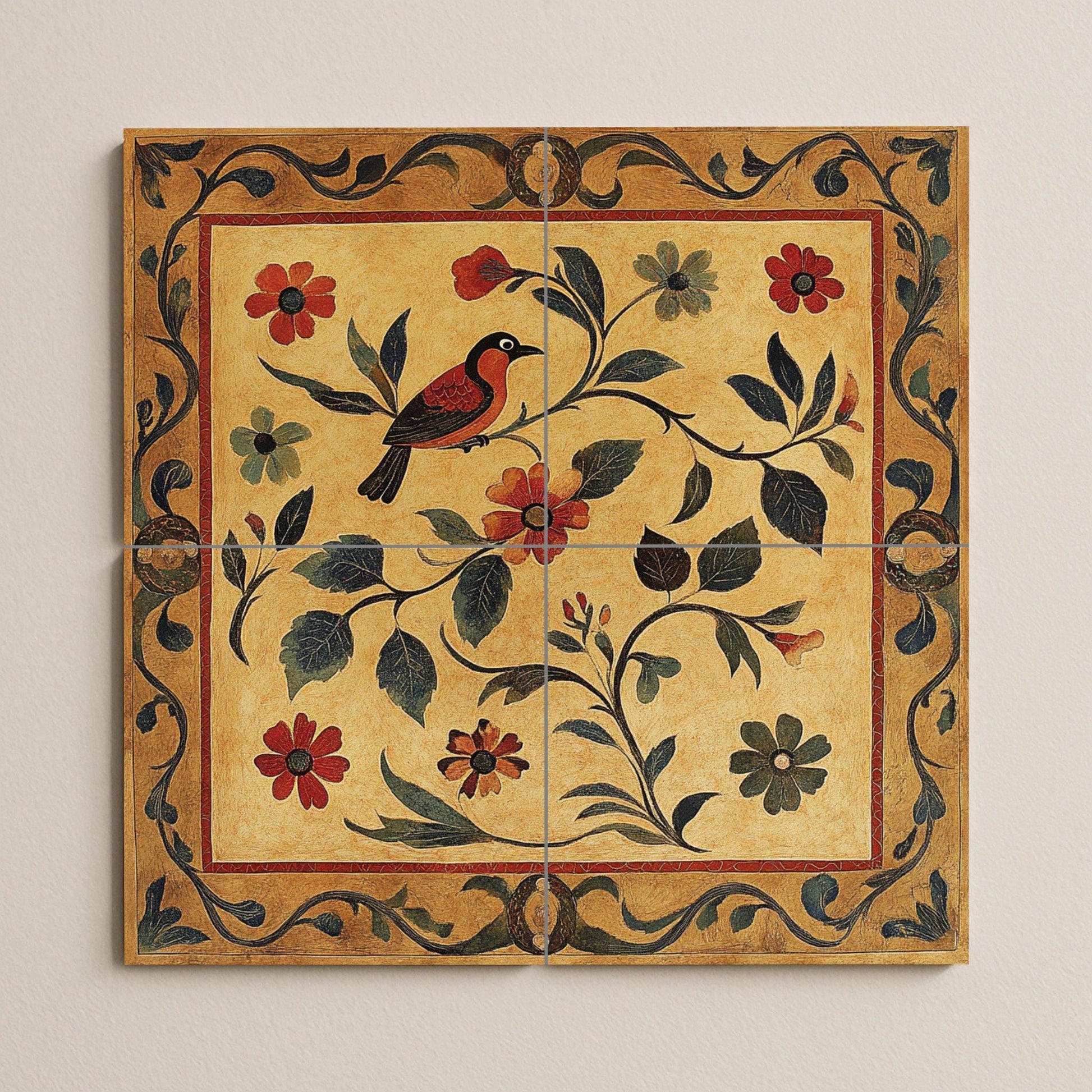 Fresque en Carrelage Cerámica Dorée — Fleurs et Paysages