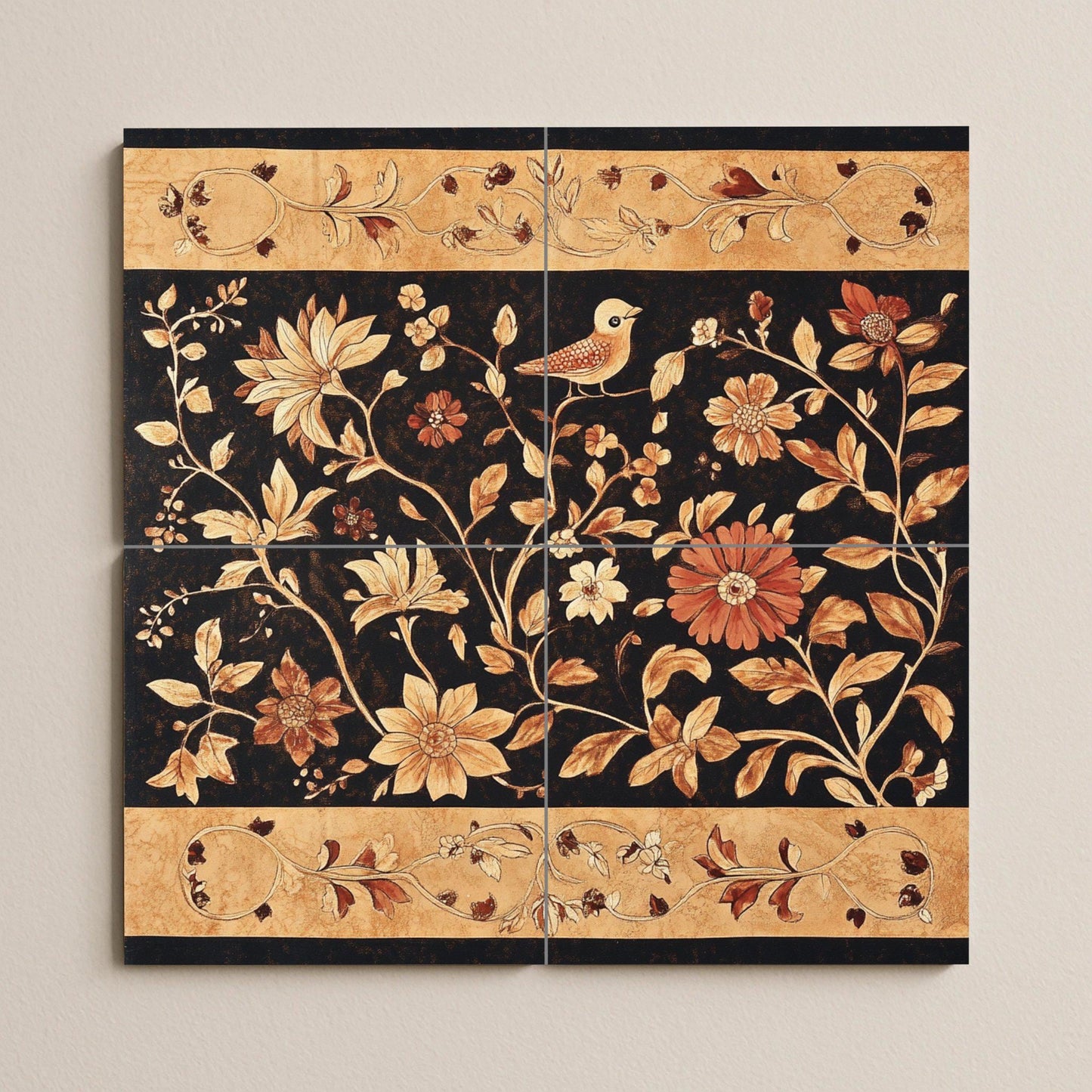 Batik indonesio — Botanical Landscape · Ceramic Tile Mural