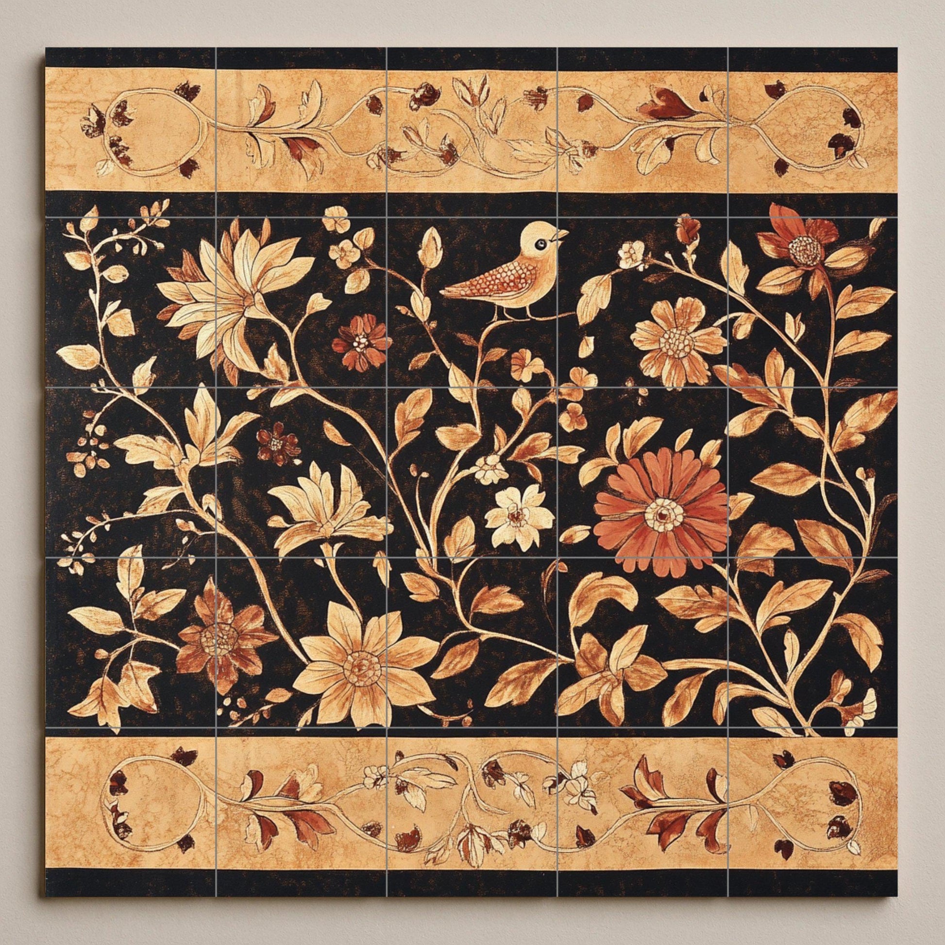 Batik indonesio — Botanical Landscape · Ceramic Tile Mural
