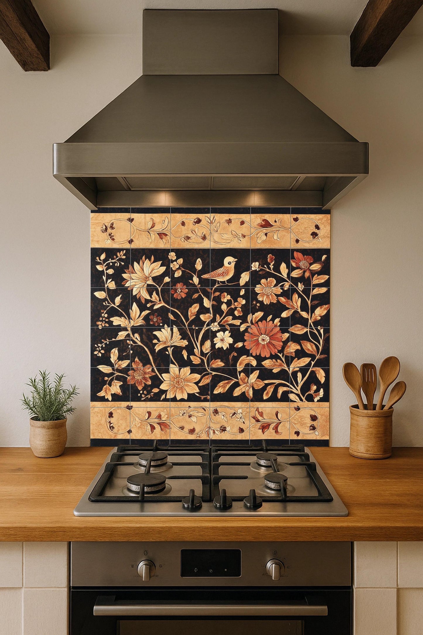 Batik indonesio — Botanical Landscape · Ceramic Tile Mural