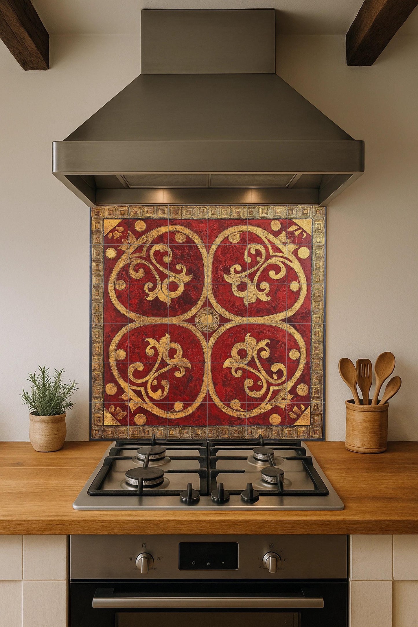 Bizantino balcánico — Murale in Piastrelle di Ceramica · Decoro d'Arte Popolare
