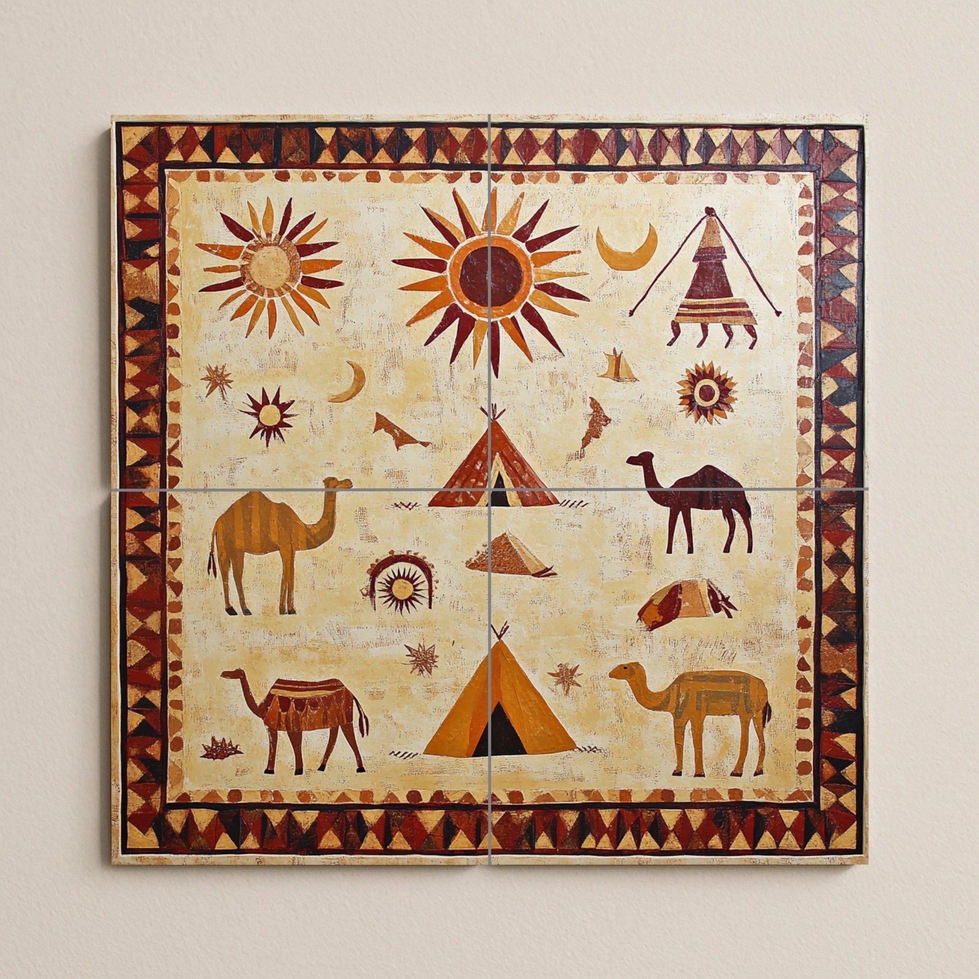Désert de Mauritania — Fresque Murale en Carreaux de Céramique · Décor Jardin et Nature