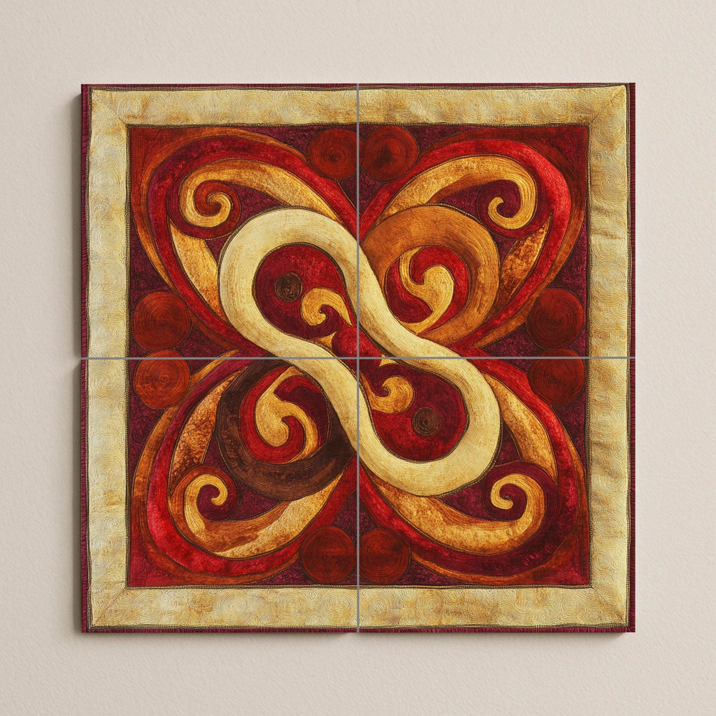 Ceramic Tile Mural: Knot mongol — Folk-Art Décor