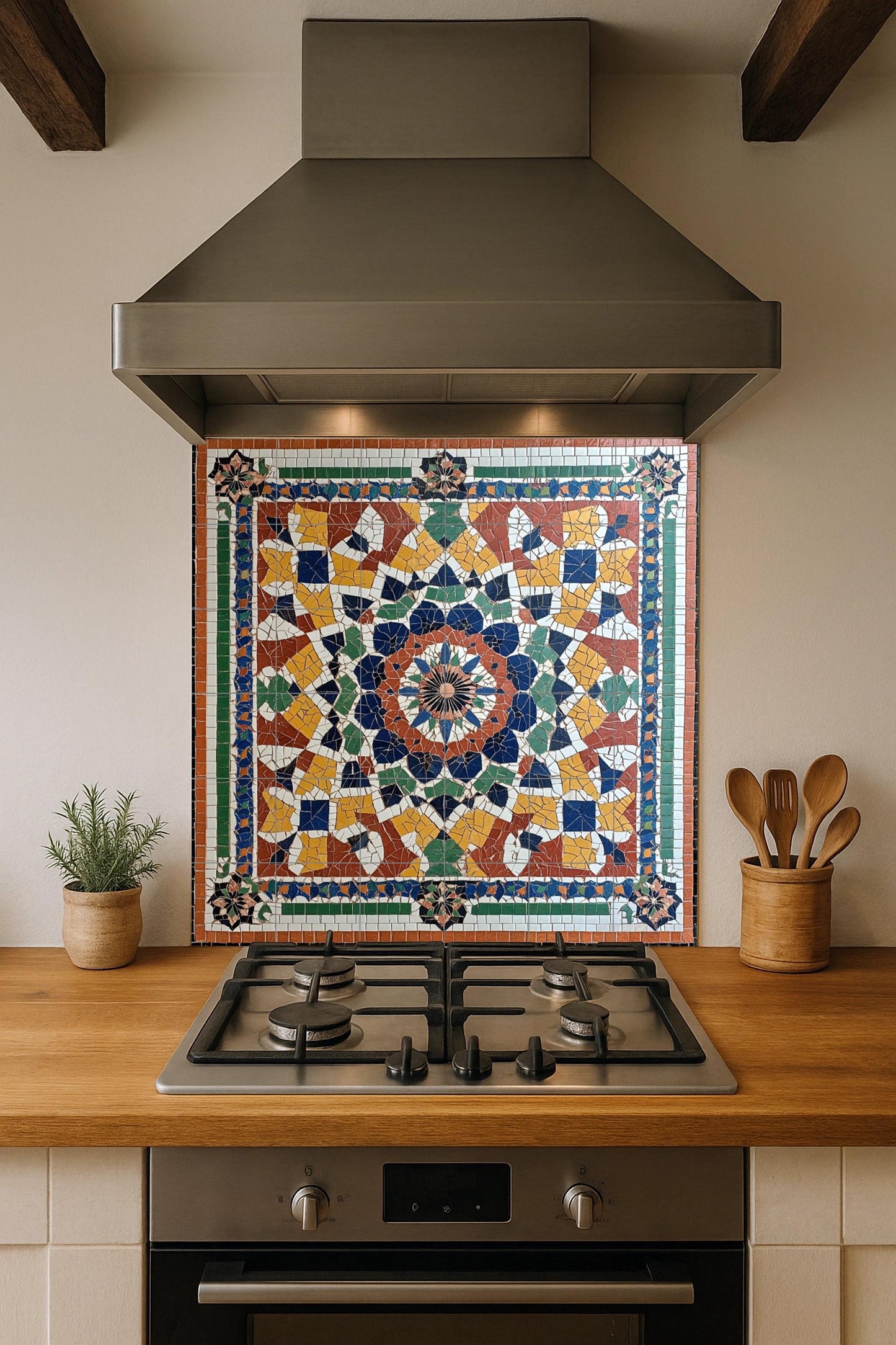 Fresque en Carrelage Marocain avec Mosaïque zellige — Décor d'Art Populaire