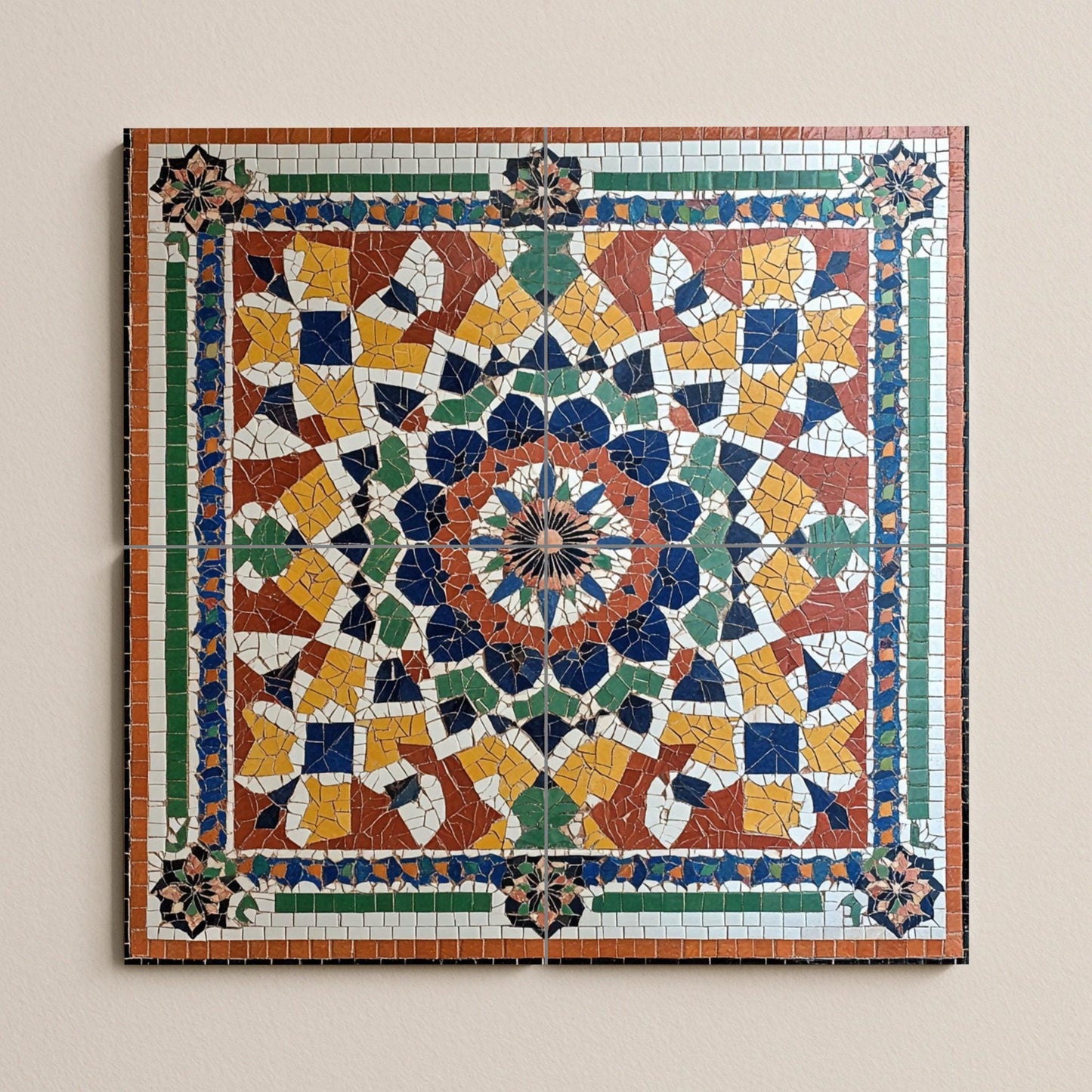 Fresque en Carrelage Marocain avec Mosaïque zellige — Décor d'Art Populaire