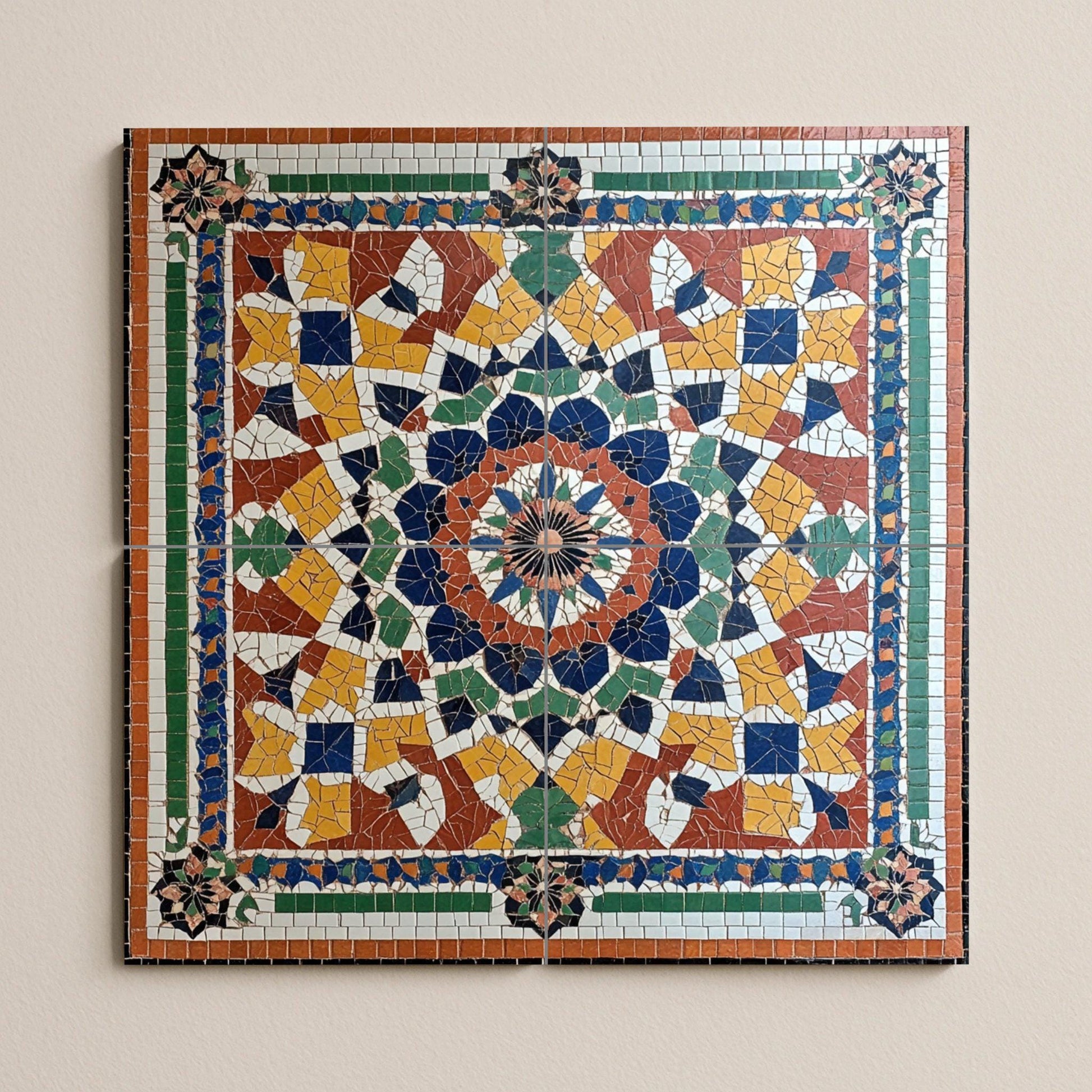 Fresque en Carrelage Marocain avec Mosaïque zellige — Décor d'Art Populaire