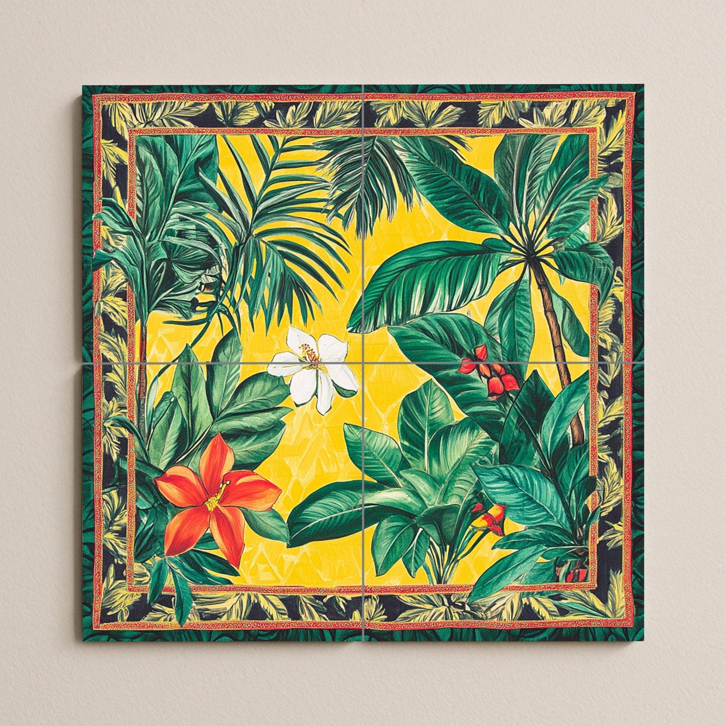 Cerámica brasileña con flores tropicales — Art Mural Nature, Art Mural en Céramique