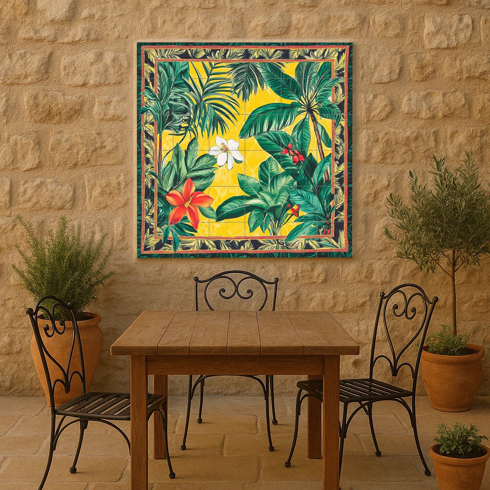 Cerámica brasileña con flores tropicales — Art Mural Nature, Art Mural en Céramique
