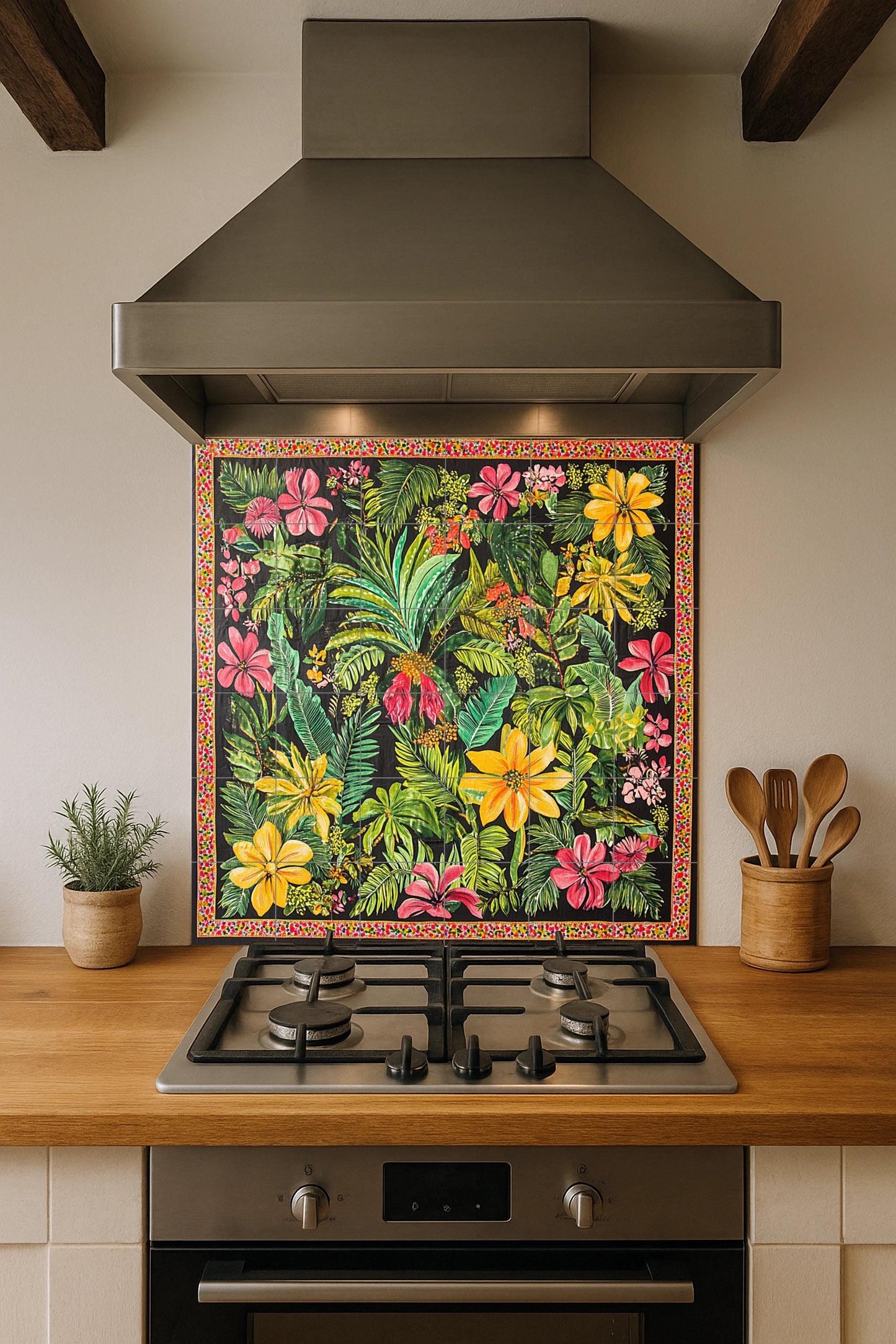 Fliesenbild Cerámica Tropisch mit Blumen exóticas — Garten- & Natur-Dekor