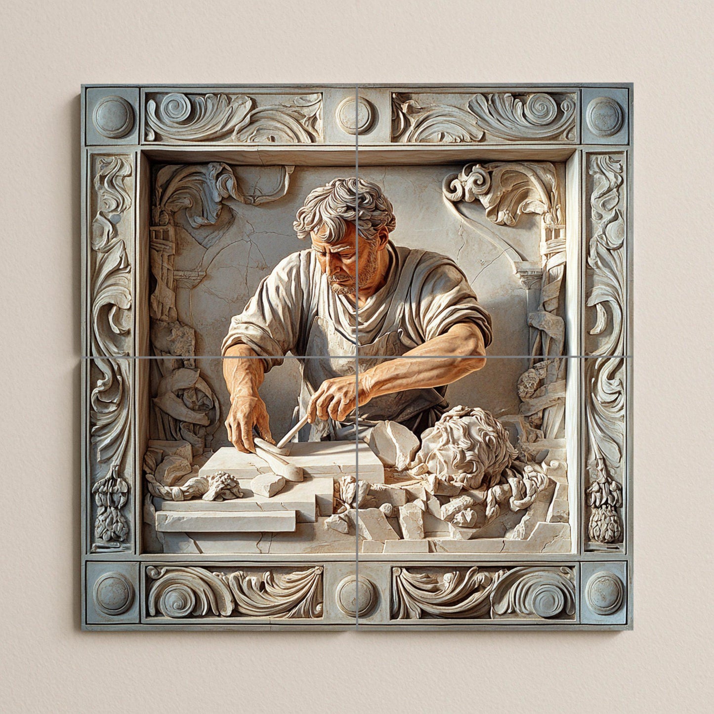 Ein escultor von Marmor · Keramik-Wandbild — Museums-Reproduktion