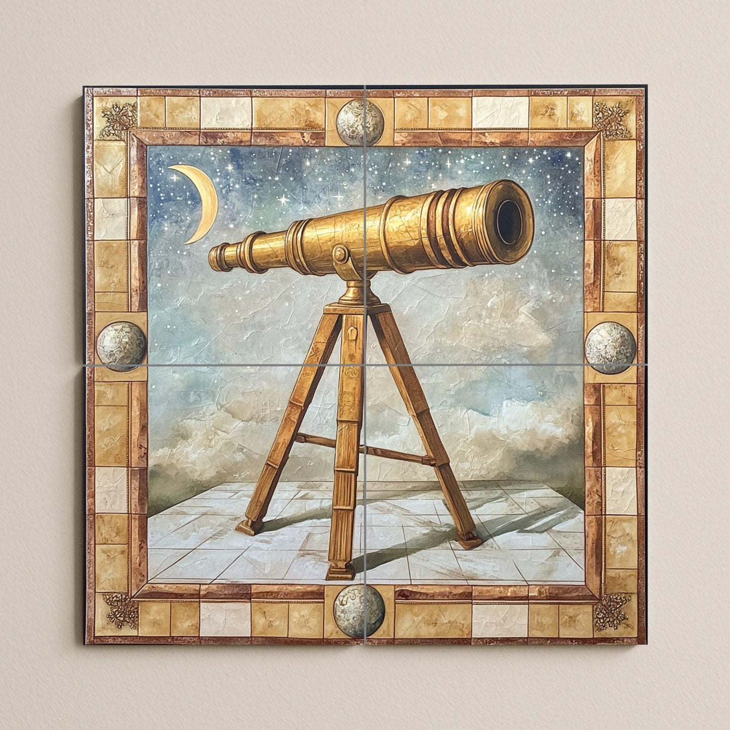 Cerámica avec telescopio Doré · Fresque Céramique — Fresque à Motifs Décoratifs
