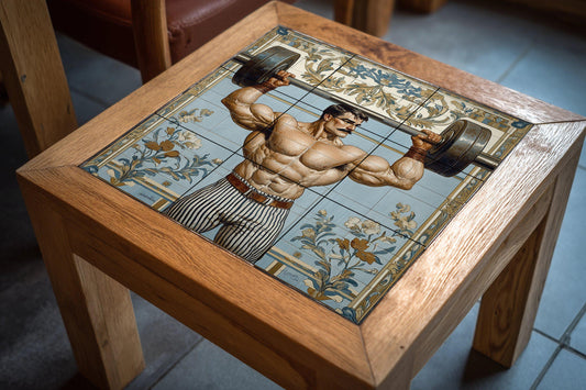 Mural cerámico vintage de hombre fuerte