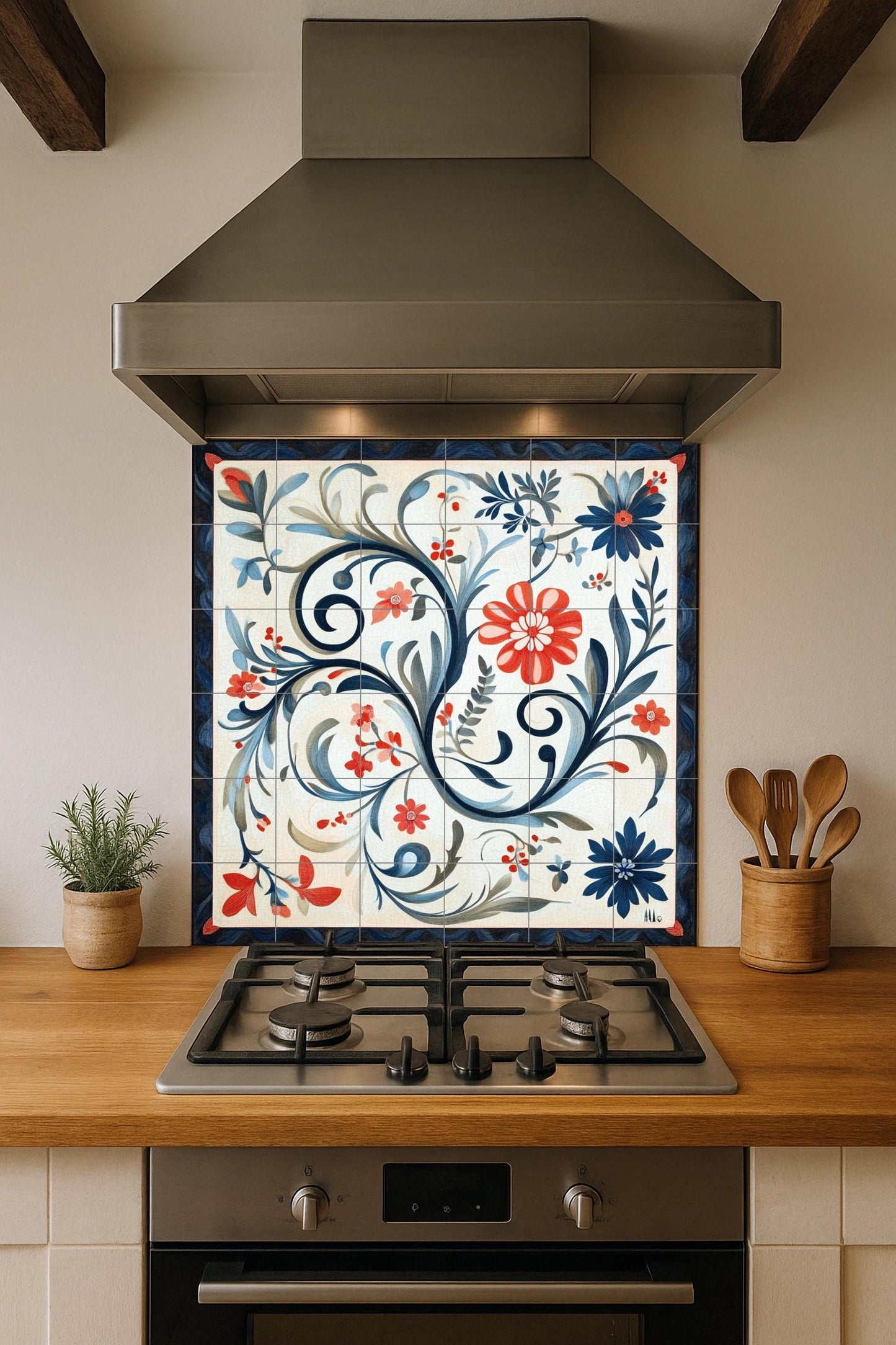 Noruego Rosemaling — Mythology Wall Art · Ceramic Tile Mural