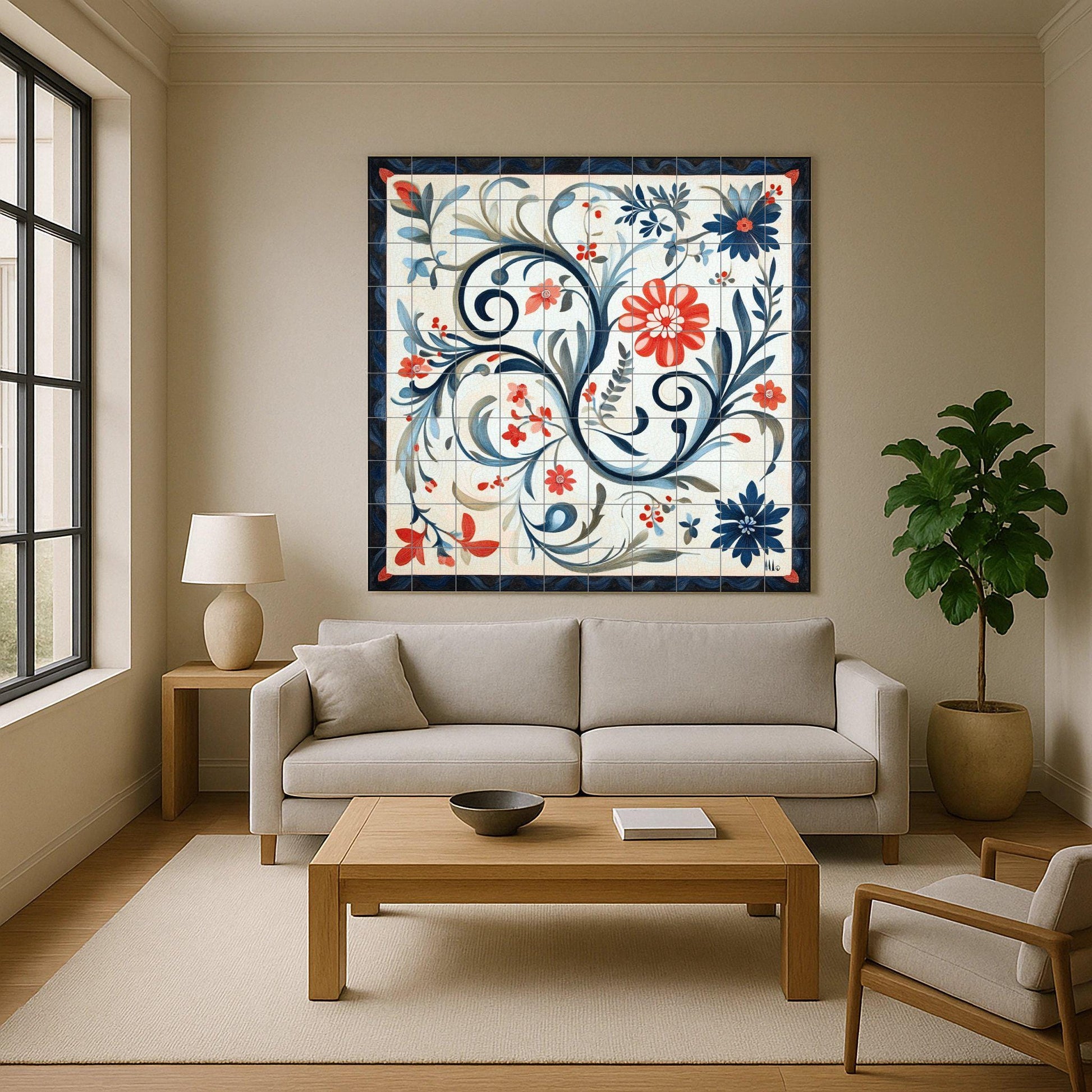 Noruego Rosemaling — Mythology Wall Art · Ceramic Tile Mural