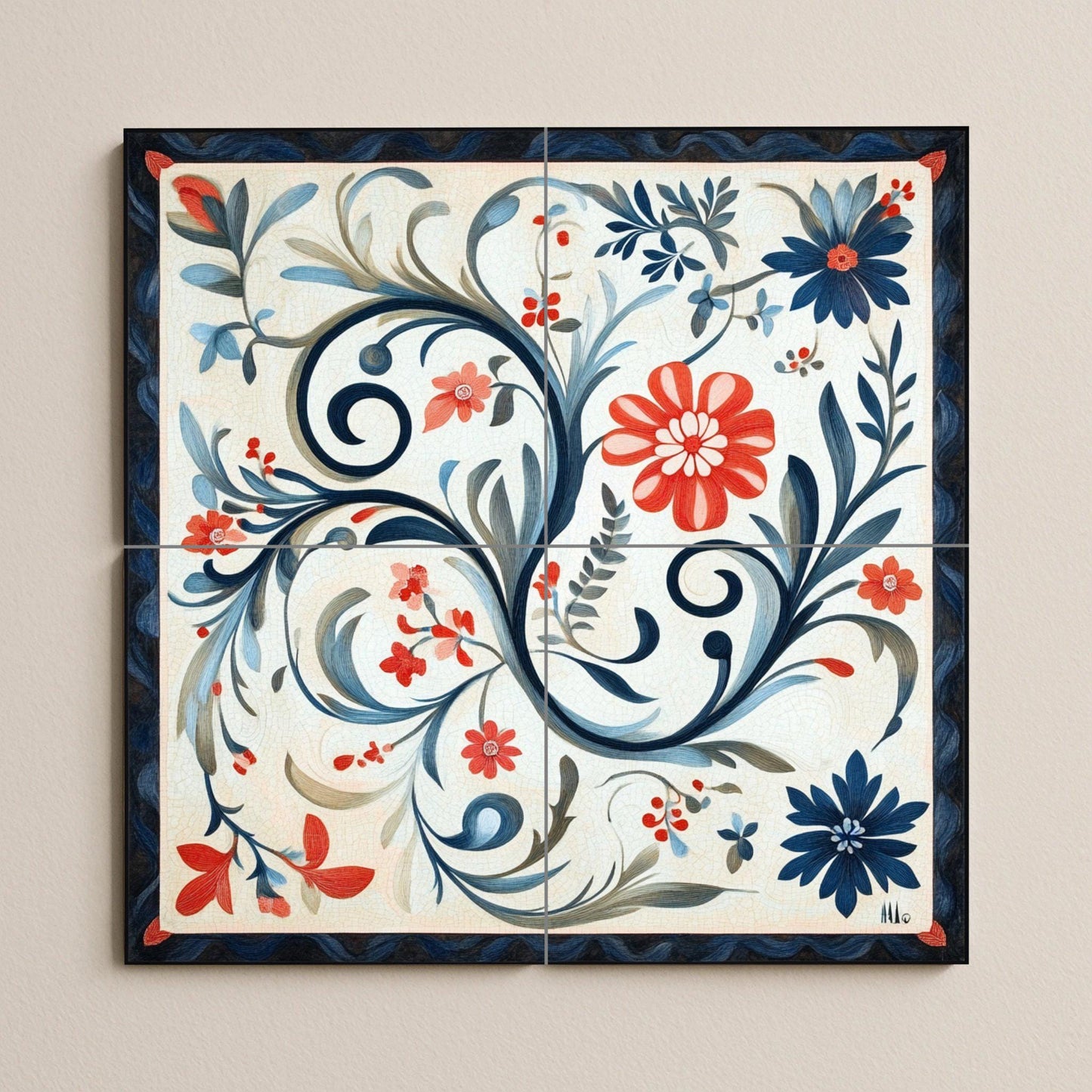 Noruego Rosemaling — Mythology Wall Art · Ceramic Tile Mural