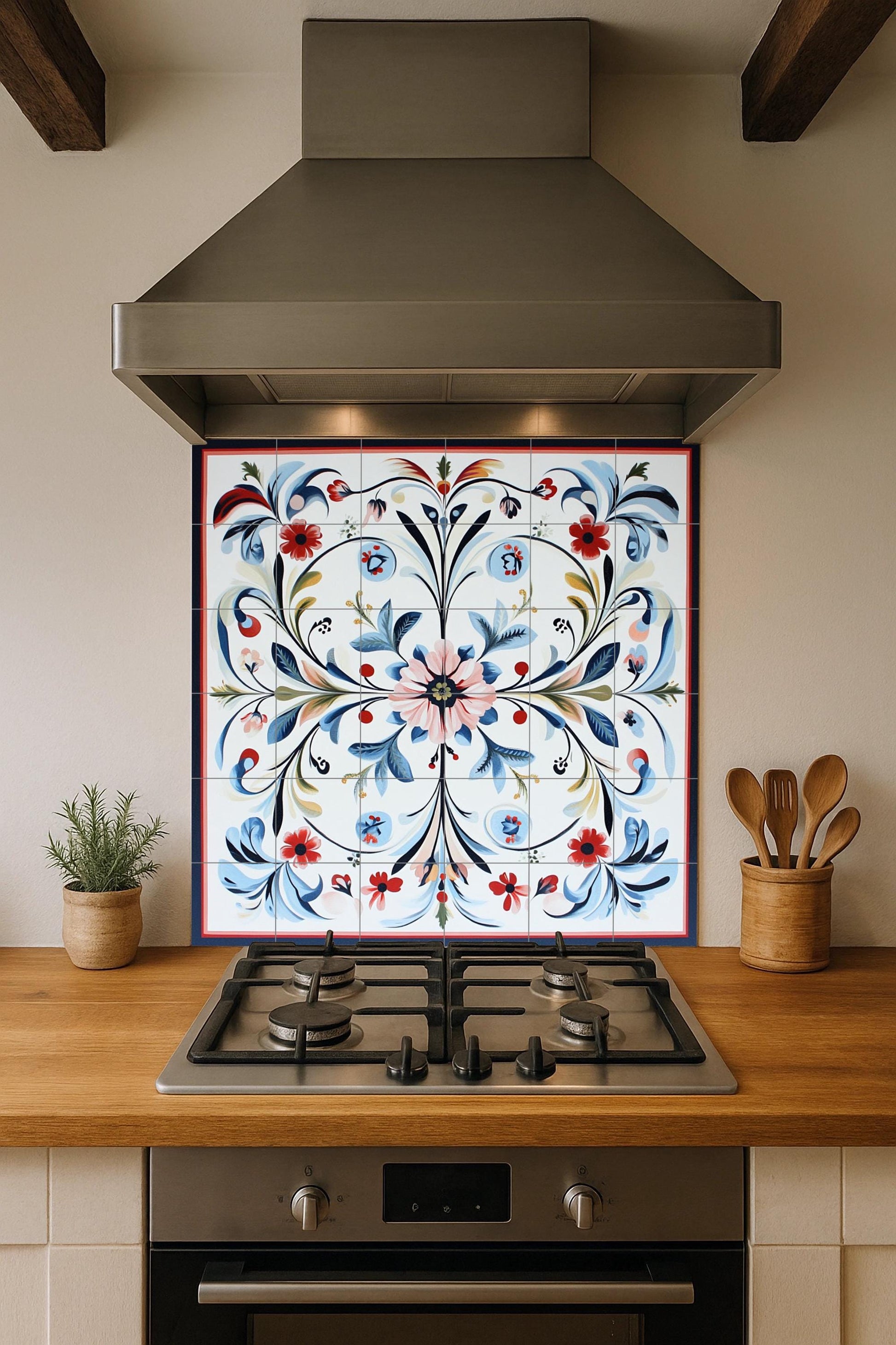 Noruego Rosemaling — Mythology Wall Art · Ceramic Tile Mural