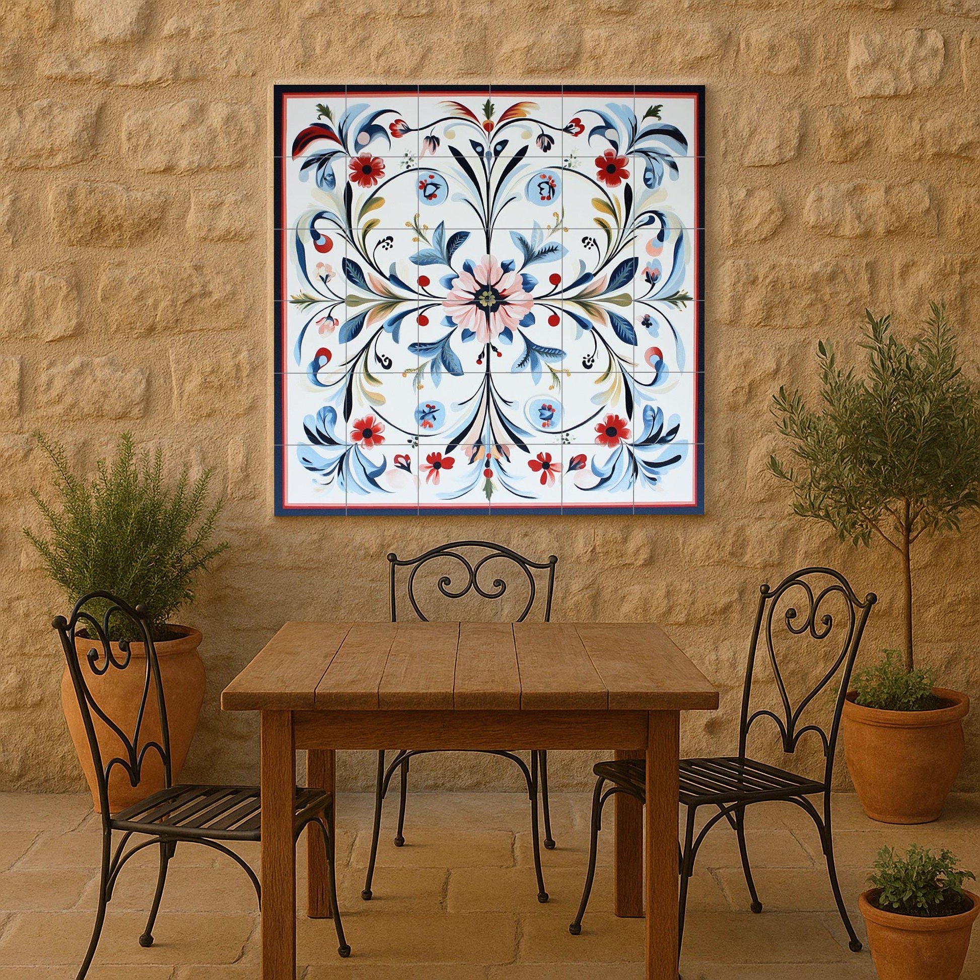 Noruego Rosemaling — Mythology Wall Art · Ceramic Tile Mural