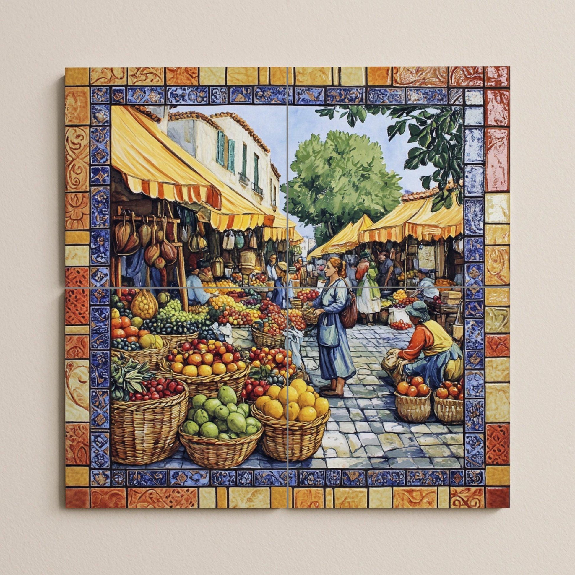 Fliesenbild Markt Mediterran — Landhausküchen-Kunst