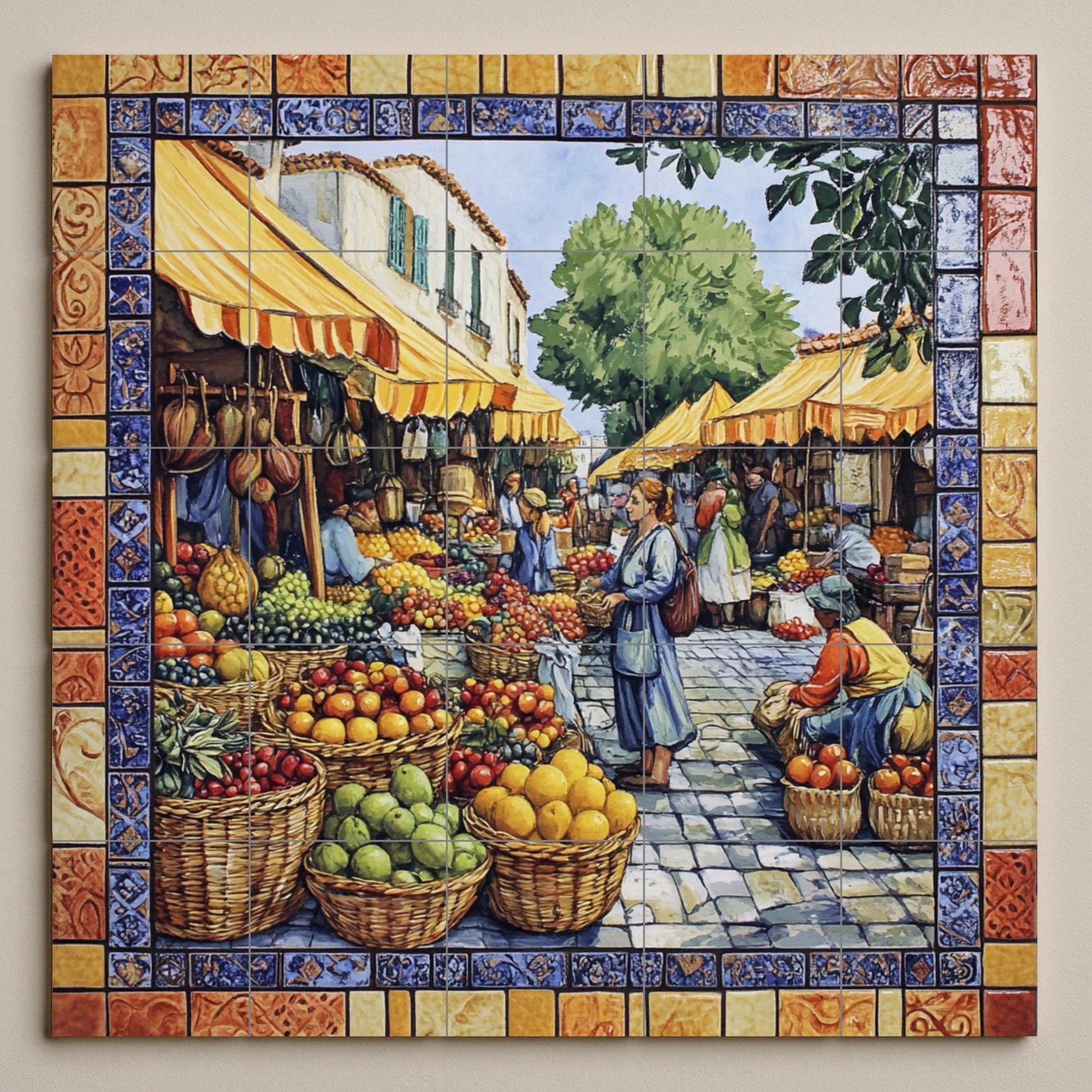 Fliesenbild Markt Mediterran — Landhausküchen-Kunst