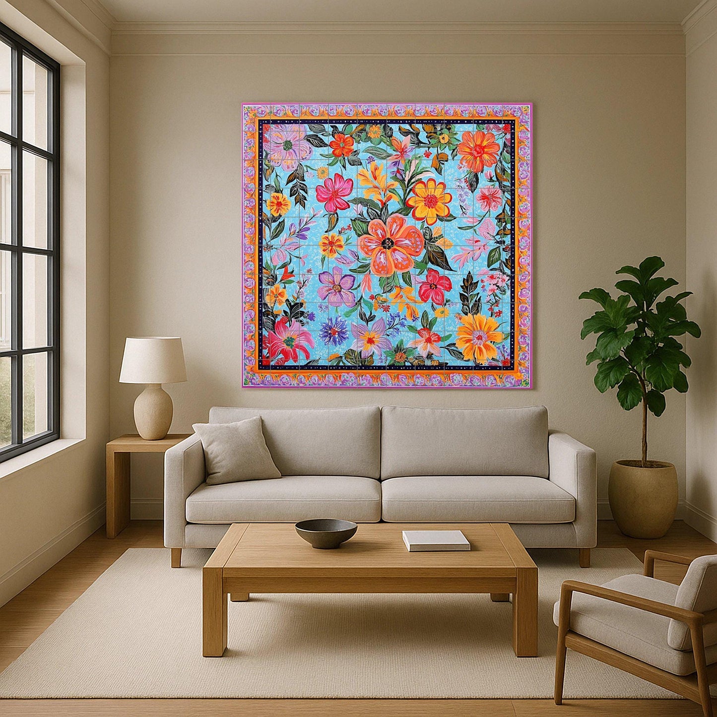 Ceramic Tile Mural: Art Pakistani with camiones — Garden & Scenery Décor