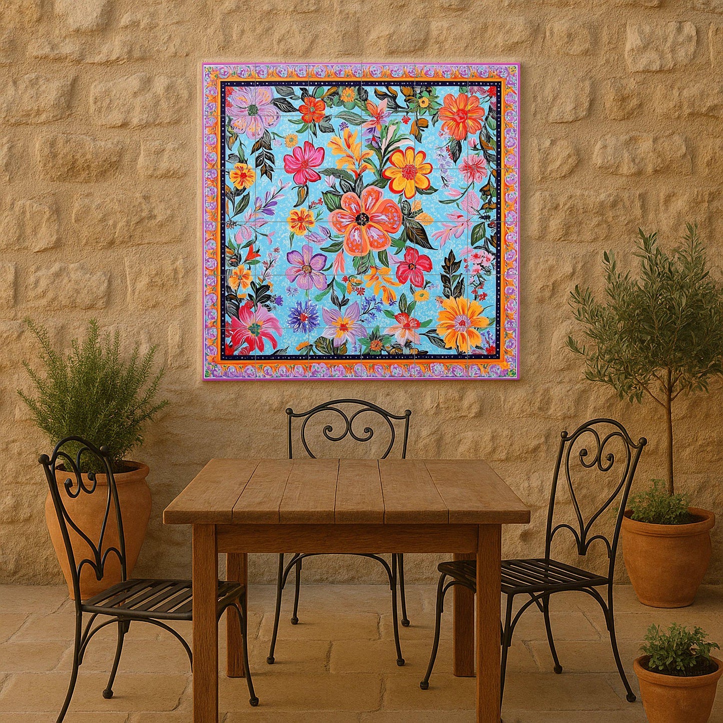 Ceramic Tile Mural: Art Pakistani with camiones — Garden & Scenery Décor
