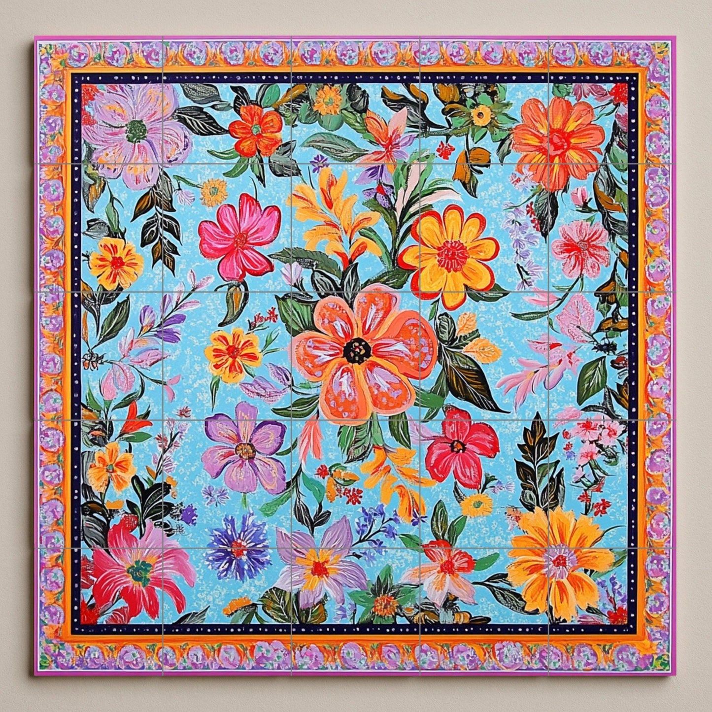 Ceramic Tile Mural: Art Pakistani with camiones — Garden & Scenery Décor