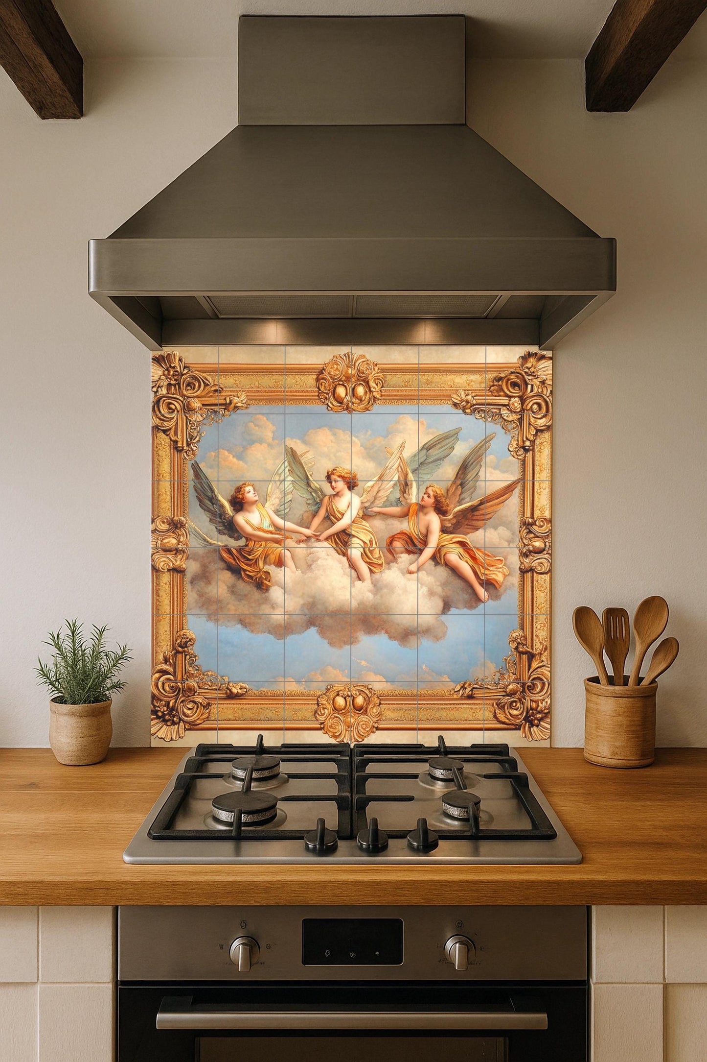 Anges Celestiales · Fresque Céramique — Scène Biblique