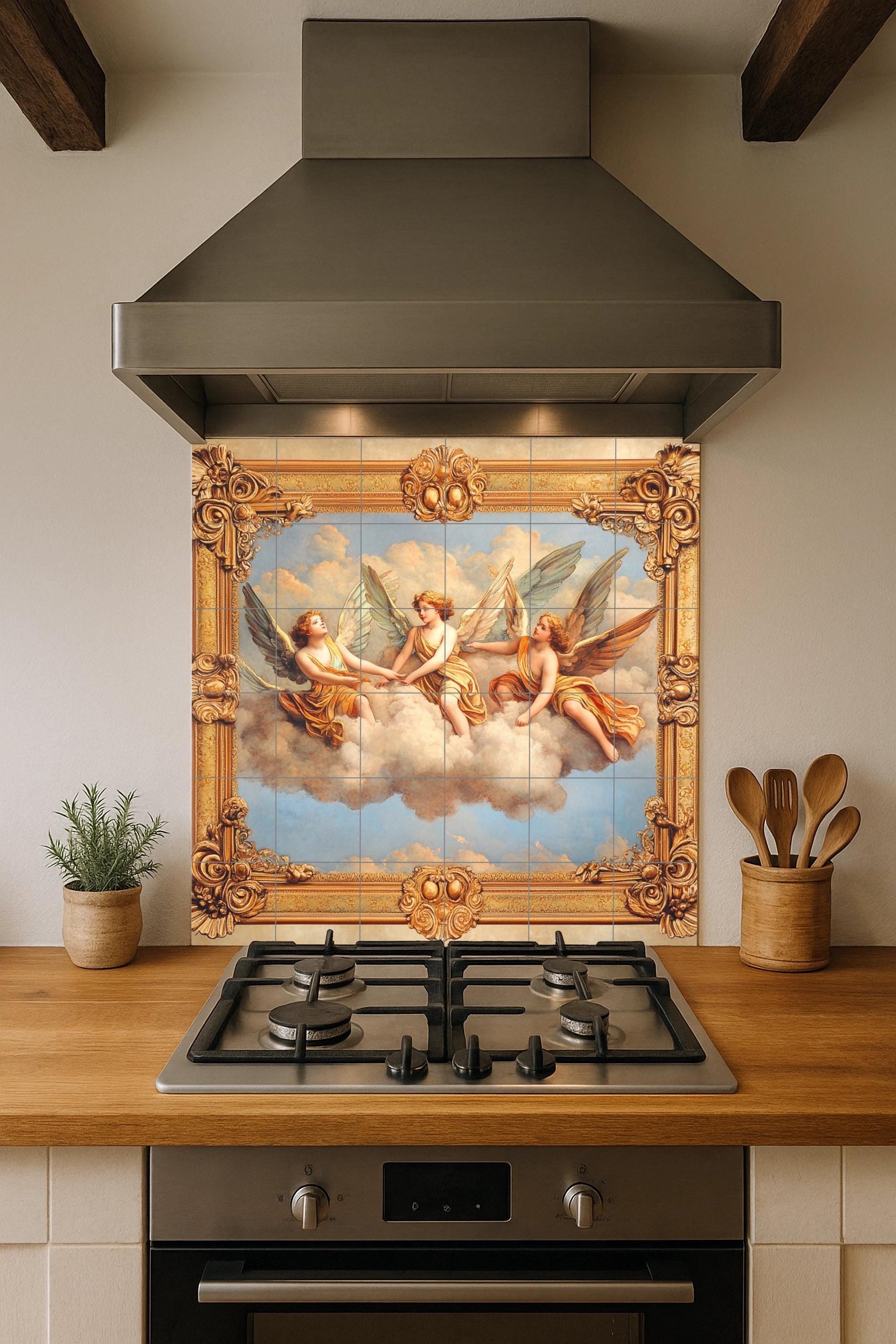 Anges Celestiales · Fresque Céramique — Scène Biblique