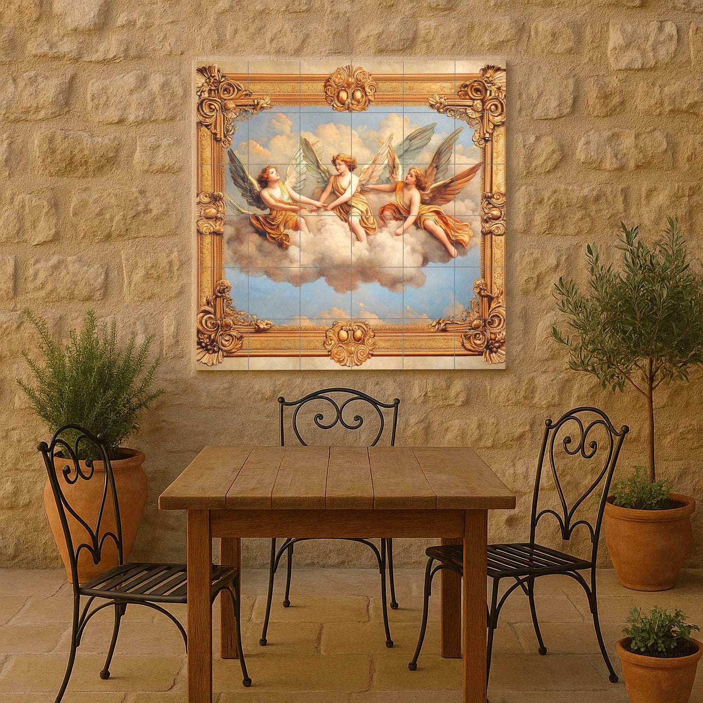 Anges Celestiales · Fresque Céramique — Scène Biblique