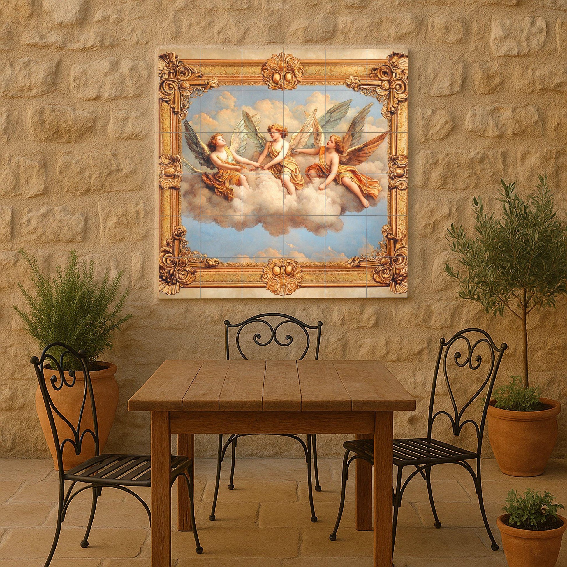 Anges Celestiales · Fresque Céramique — Scène Biblique