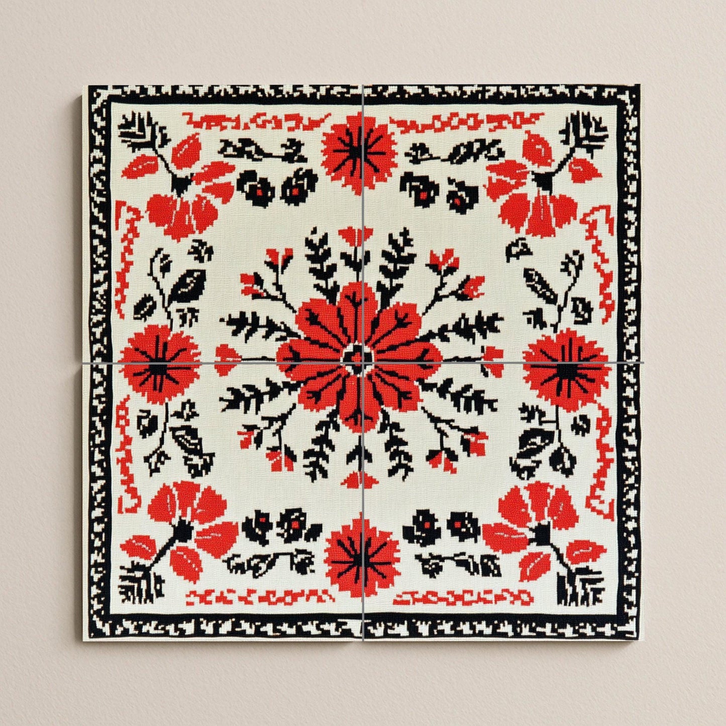 Bordado rumano · Ceramic Wall Mural — Sacred & Religious Art