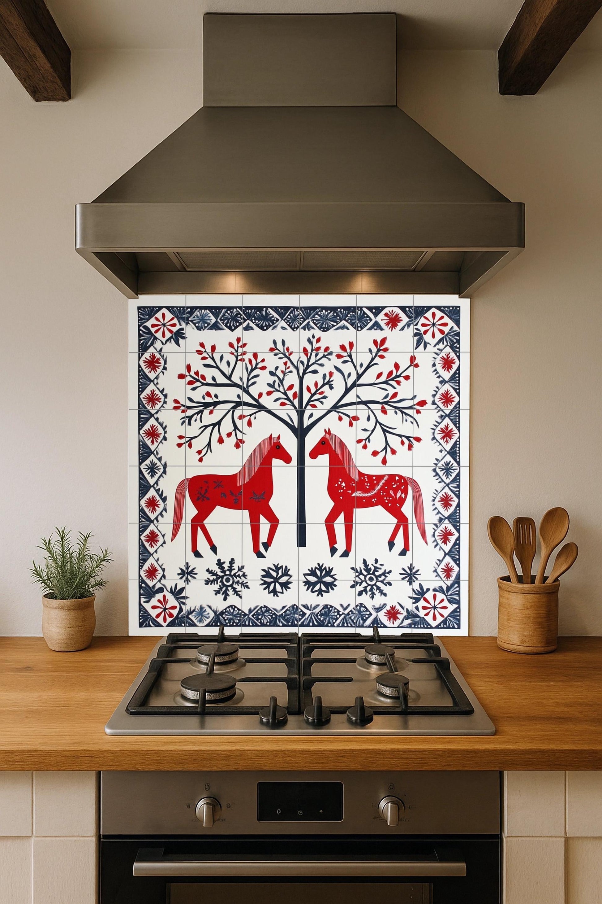 Cerámica folklórico Scandinavian · Ceramic Wall Mural — Ancient Legend Décor
