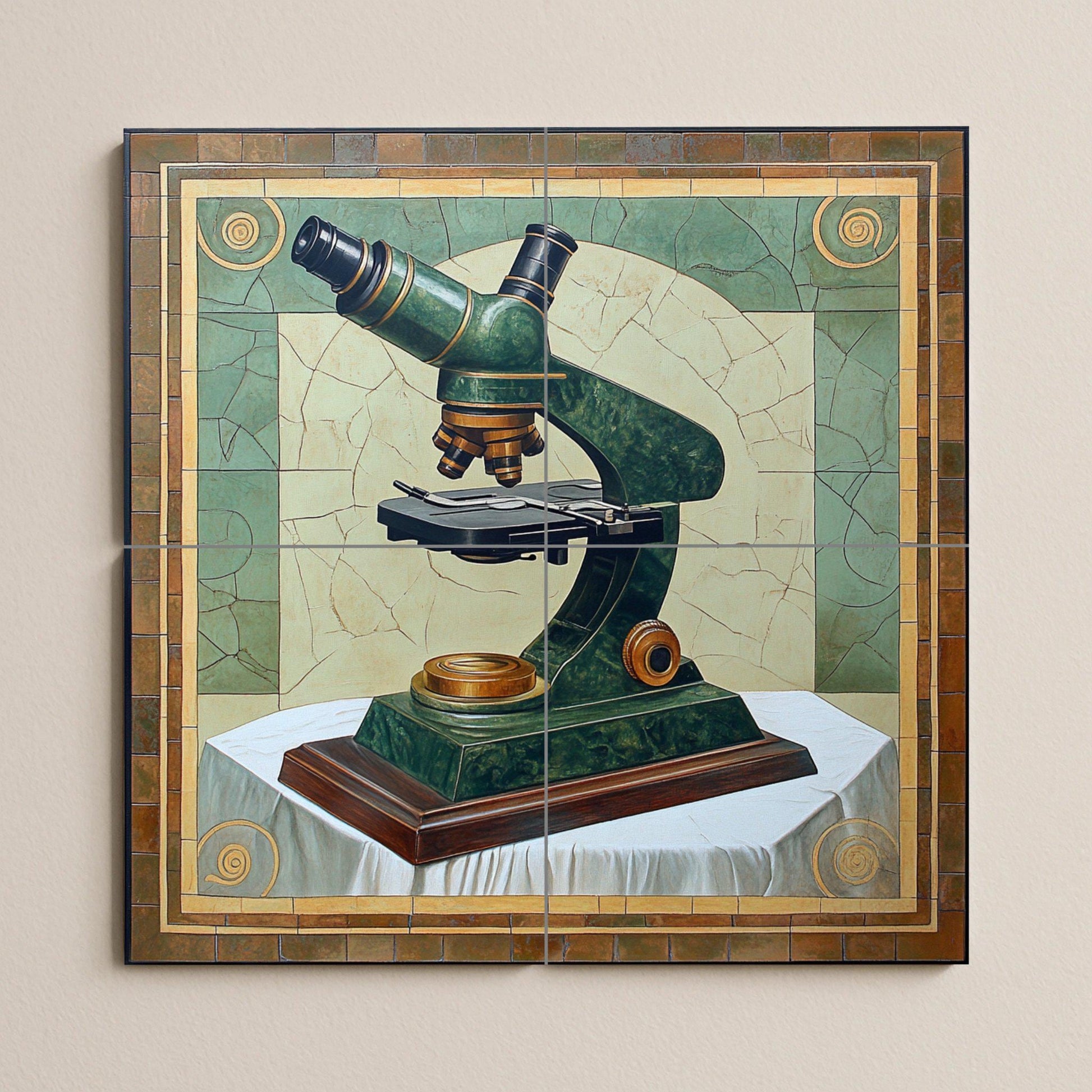 Cerámica de microscopio científico — Ornamentales Wandpaneel, Wandkunst aus Keramikfliesen