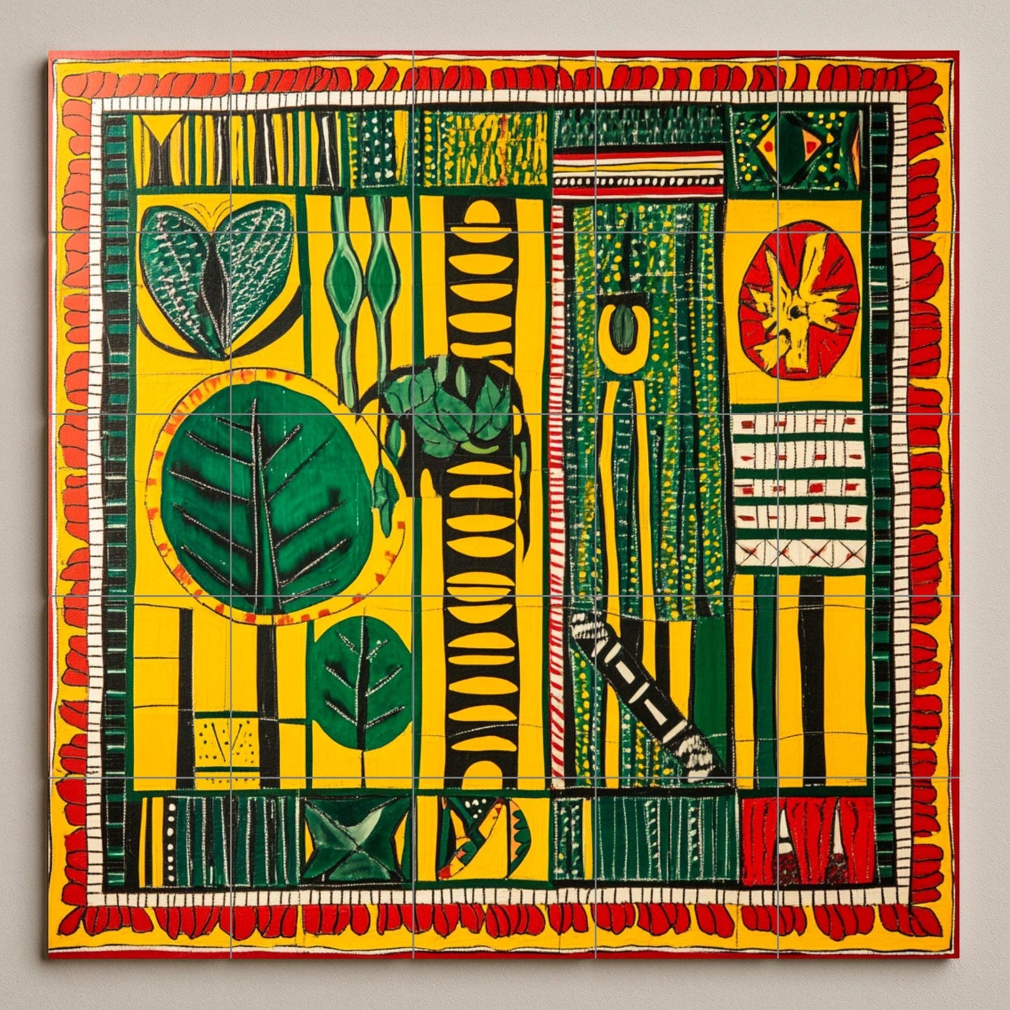 Tela de cera senegalesa — Fresque à Motifs Décoratifs, Art Mural en Céramique