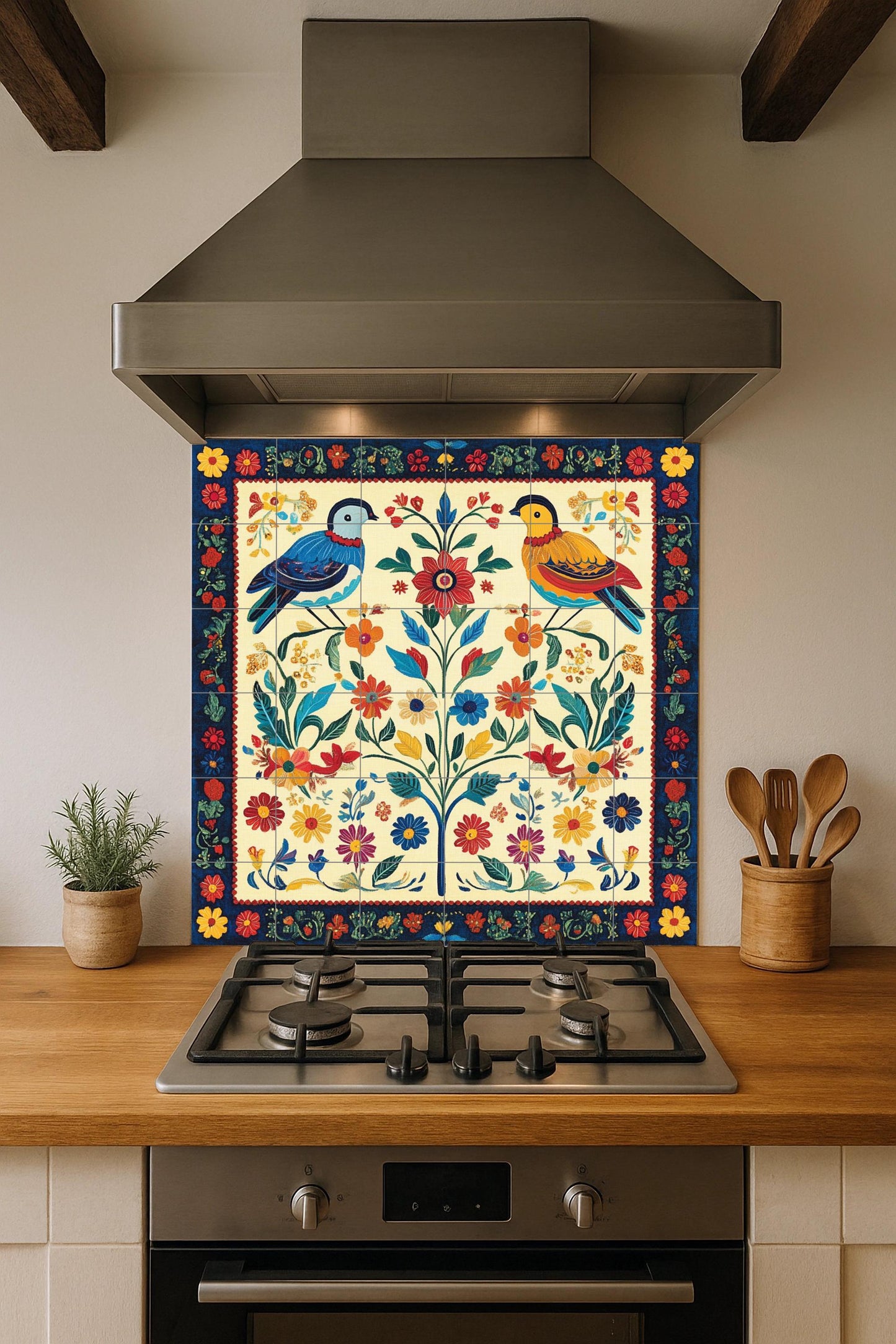Folk eslovaco · Ceramic Wall Mural — Garden & Scenery Décor
