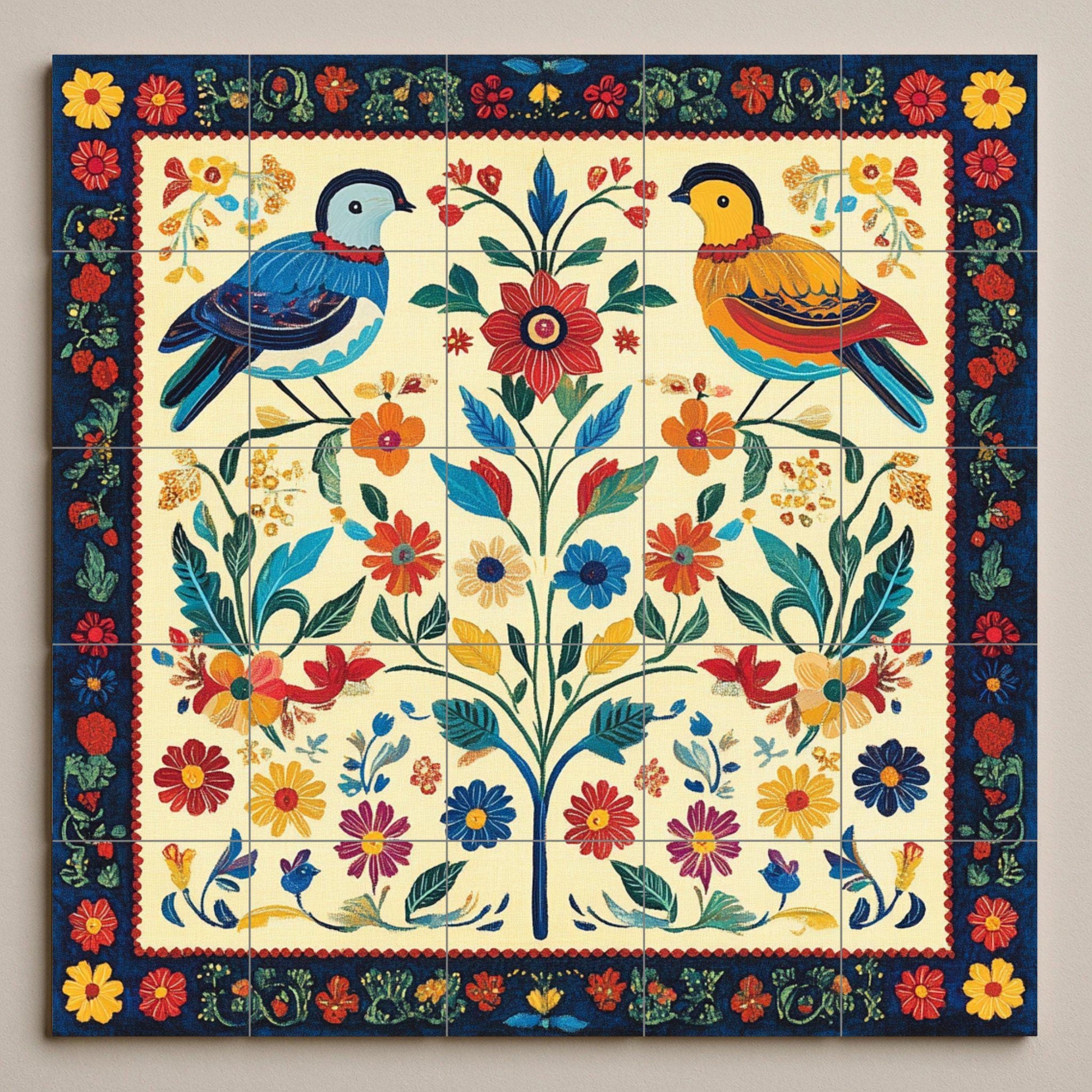 Folk eslovaco · Ceramic Wall Mural — Garden & Scenery Décor