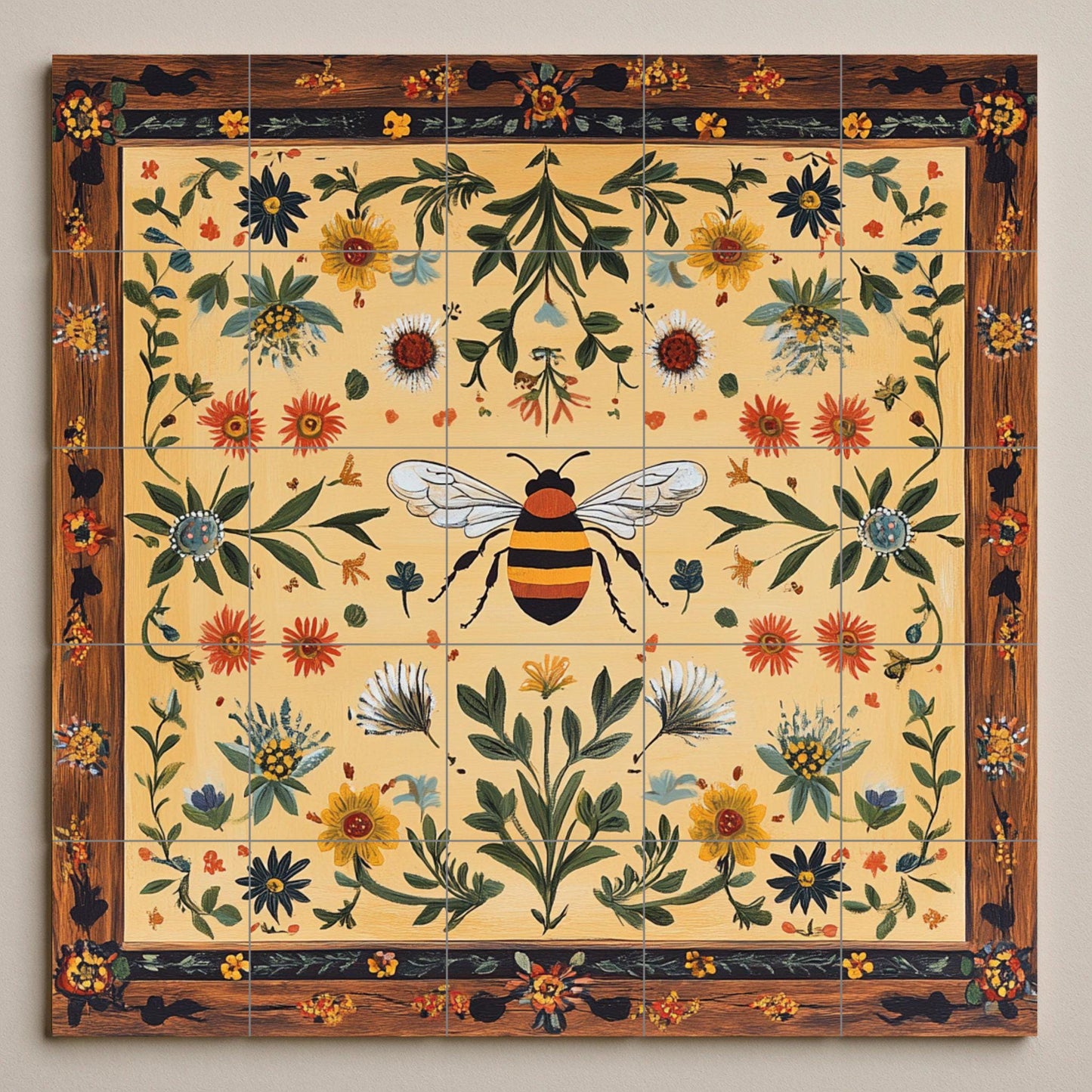 Esloveno con motivos di Api — Arte Popolare e Ornamentale, Arte da Parete in Ceramica