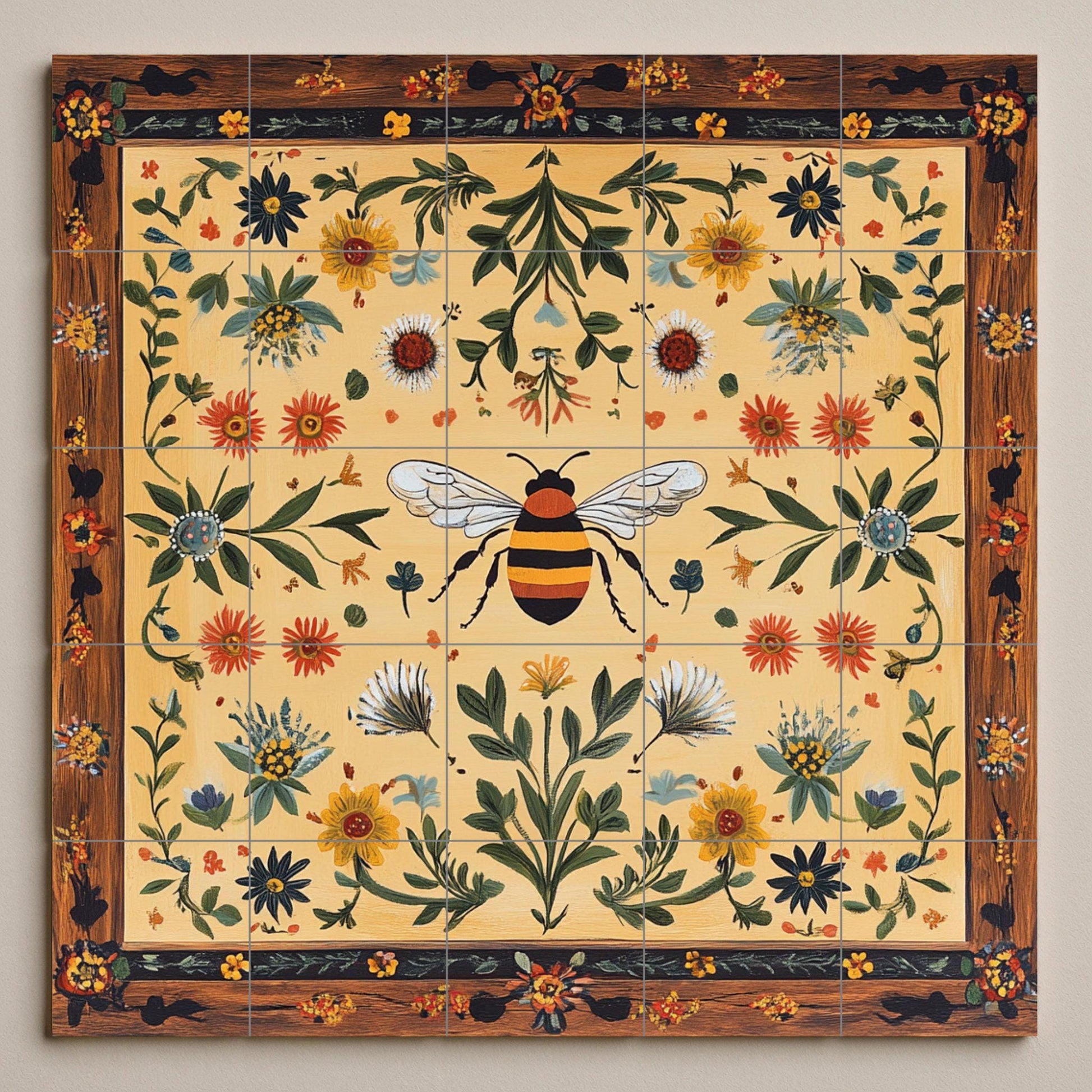 Esloveno con motivos di Api — Arte Popolare e Ornamentale, Arte da Parete in Ceramica