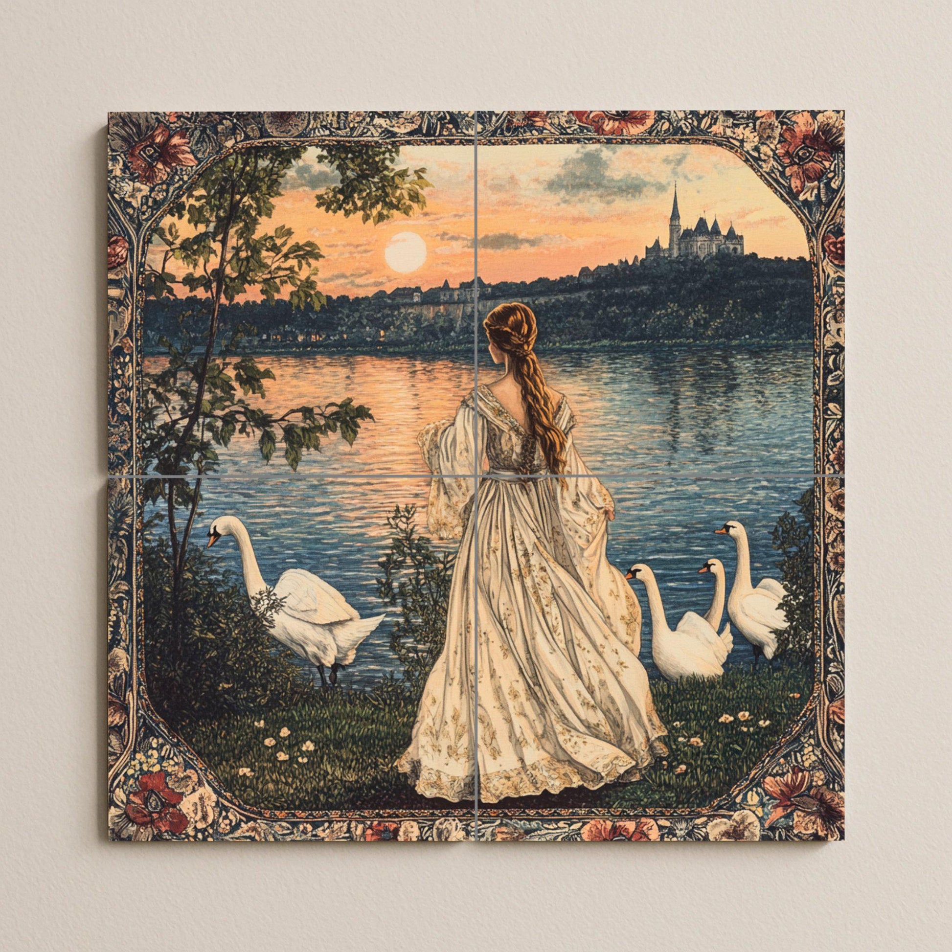 French · Ceramic Wall Mural — Flowers & Landscape Art