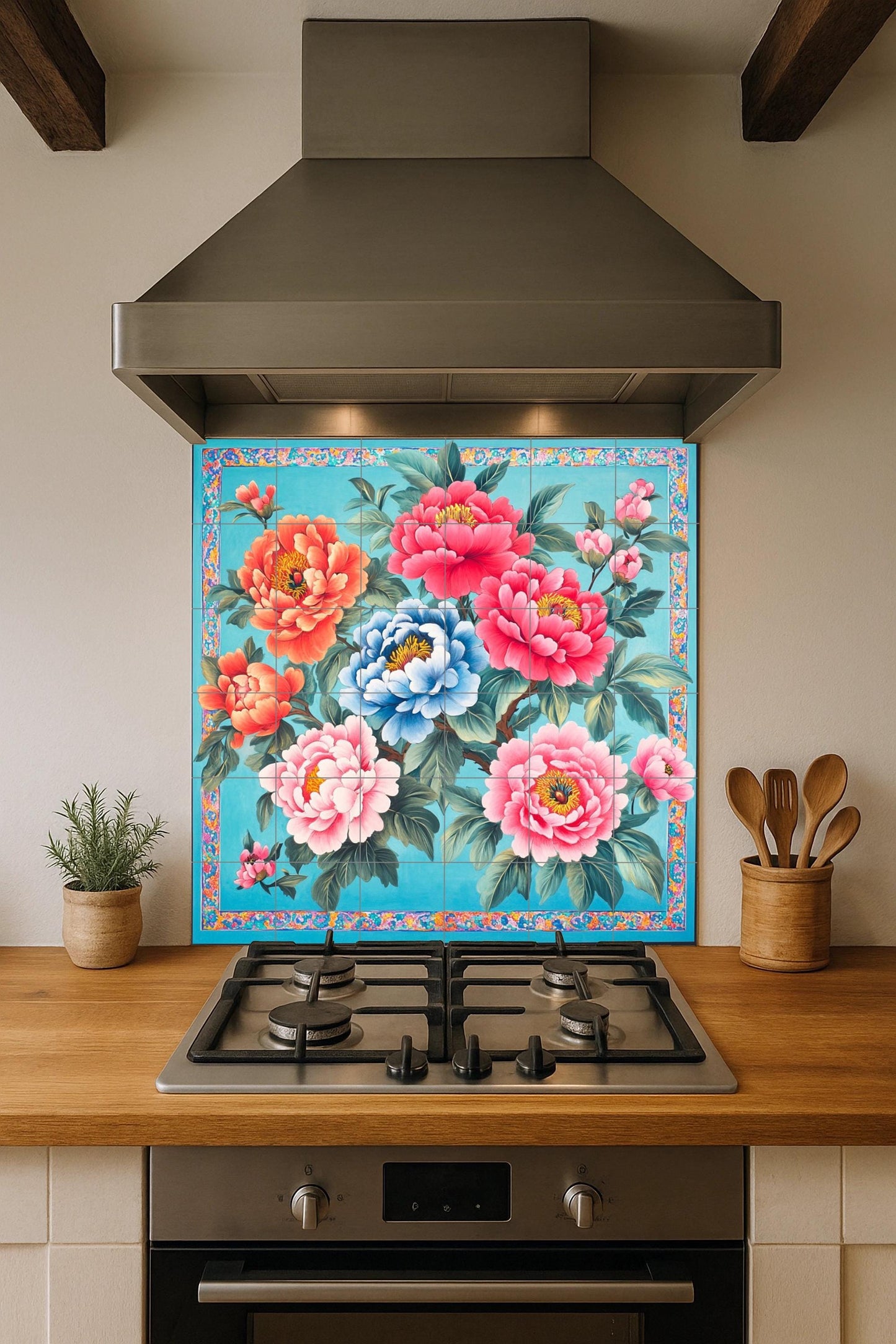 Chino · Murale Ceramico — Decoro Giardino e Natura
