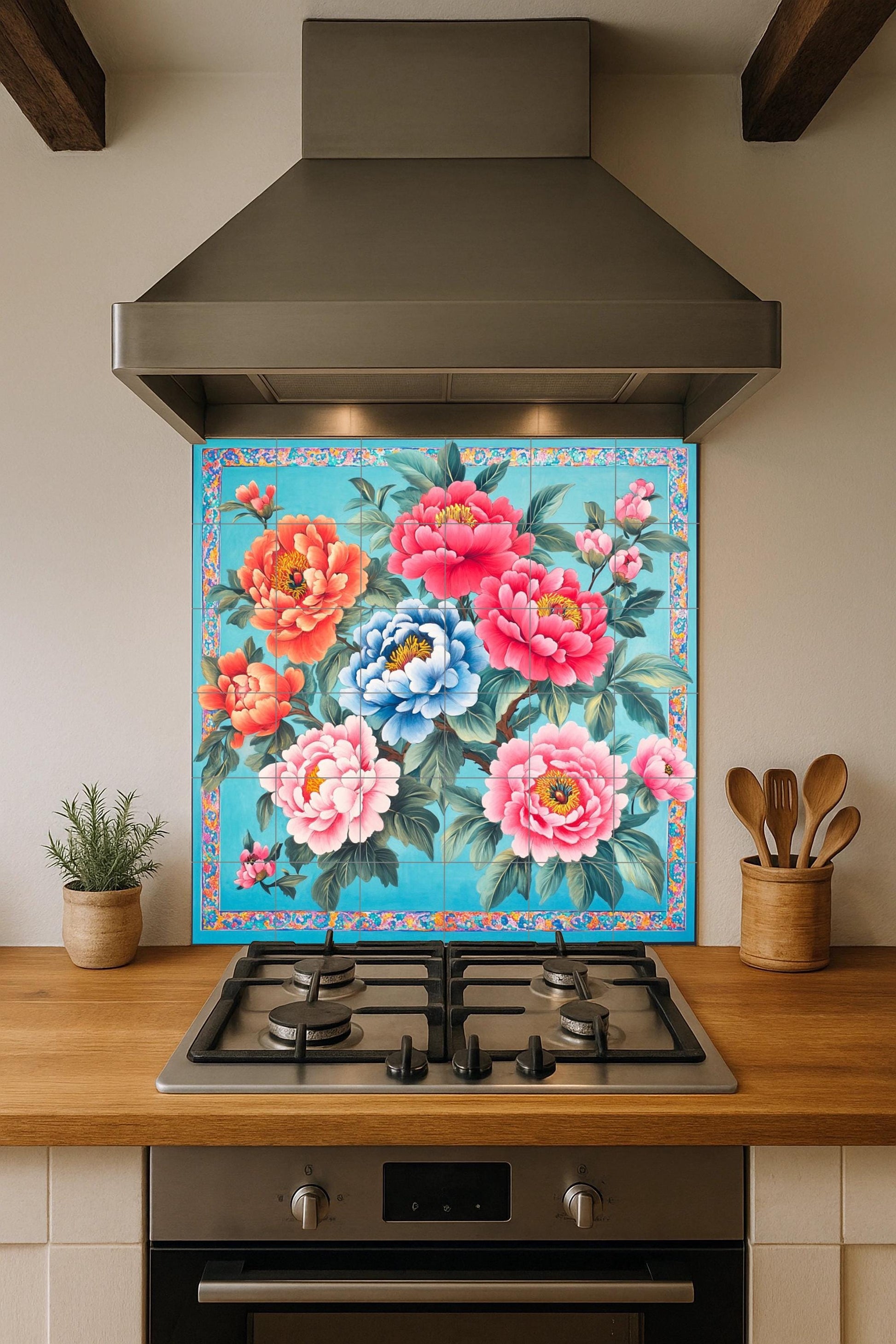 Chino · Murale Ceramico — Decoro Giardino e Natura